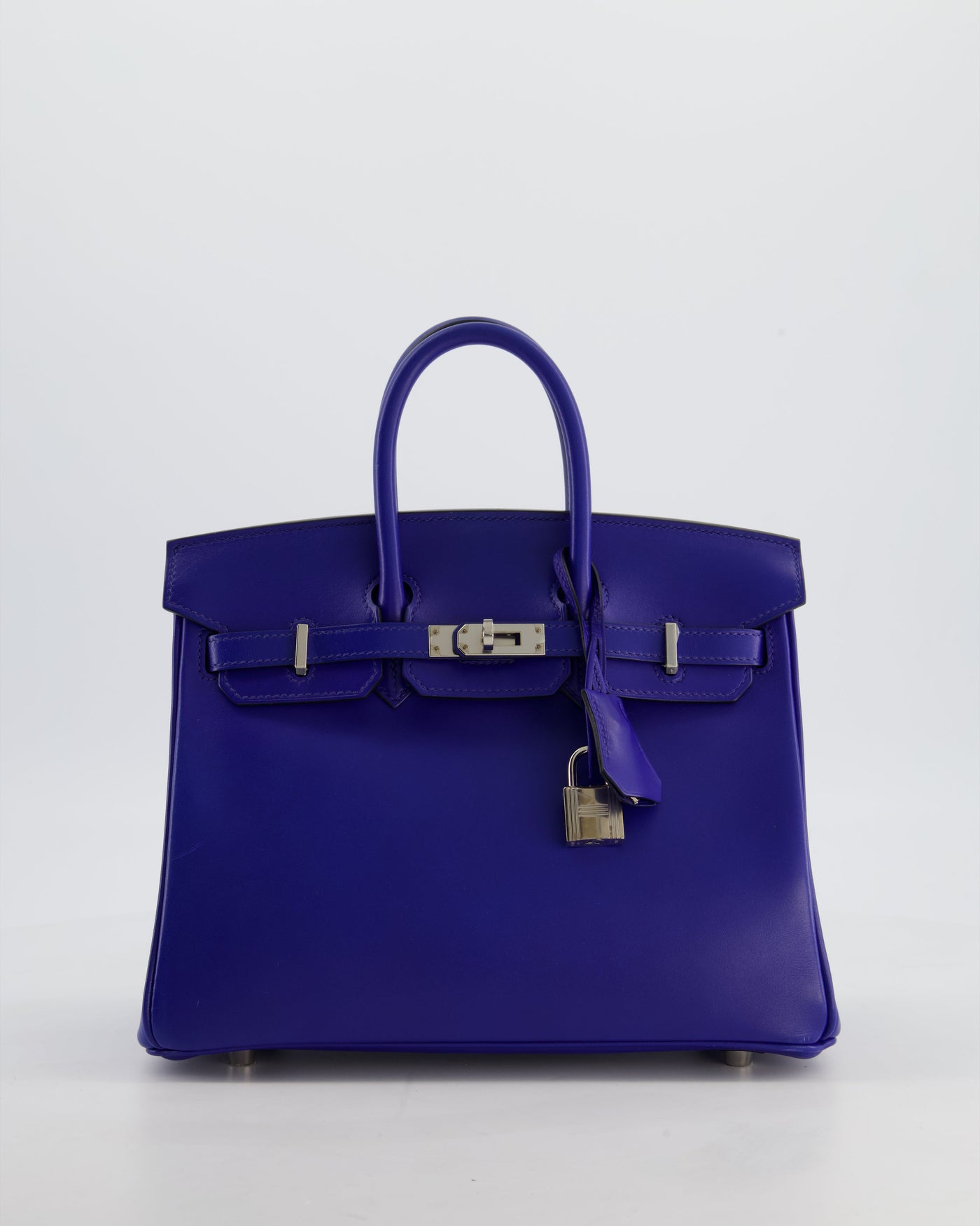 Hermes Birkin 25 Retourne Bag in Blue Electrique Tadelakt Leather with Palladium Hardware | Studio Nafay