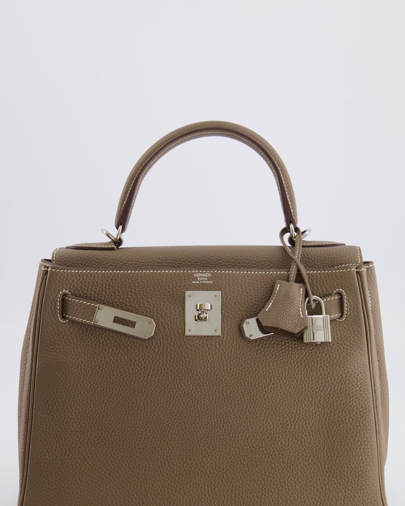 Hermes Kelly 28 Retourne Bag in Etoupe Togo Leather with Palladium Hardware - Product Image 11