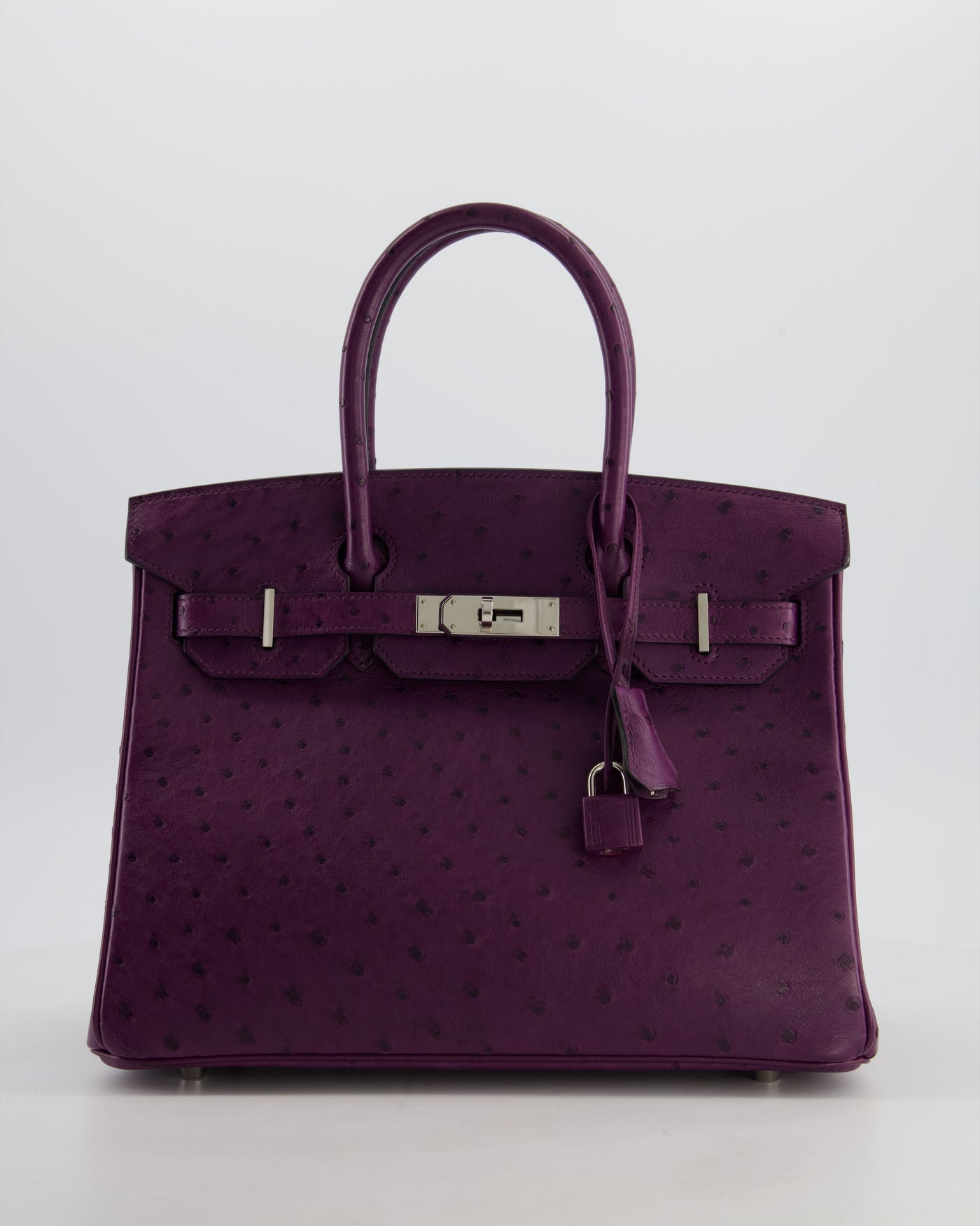 Hermes Birkin 30 Retourne Bag in Violine Ostrich Leather with Palladium Hardware | Studio Nafay