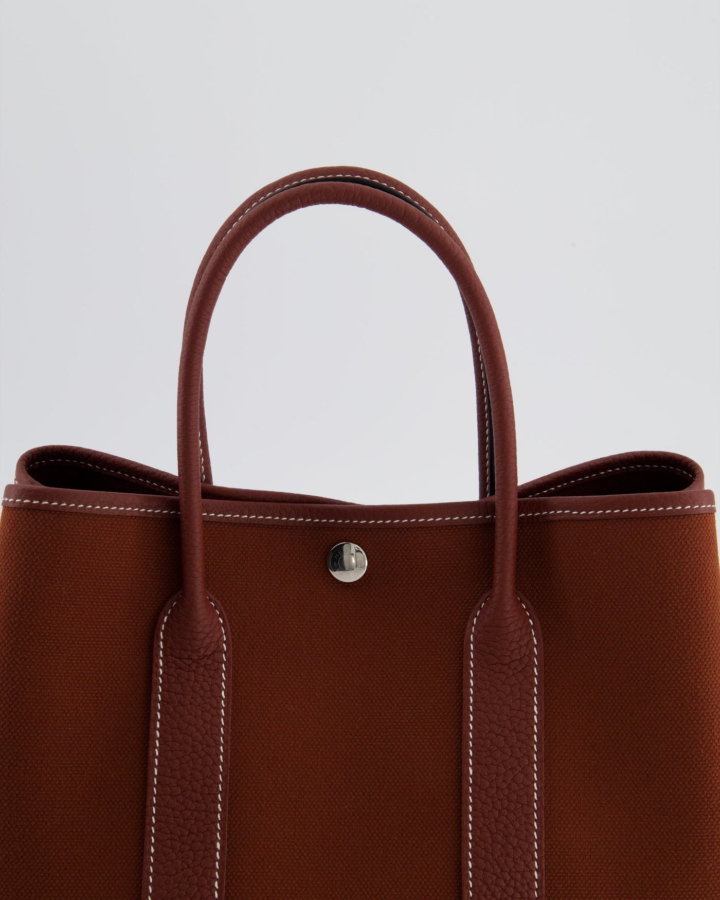 Hermes Garden Party 30 Bag in Rouge H Canvas and Negonda Leather with Palladium Hardware - Product Image 14
