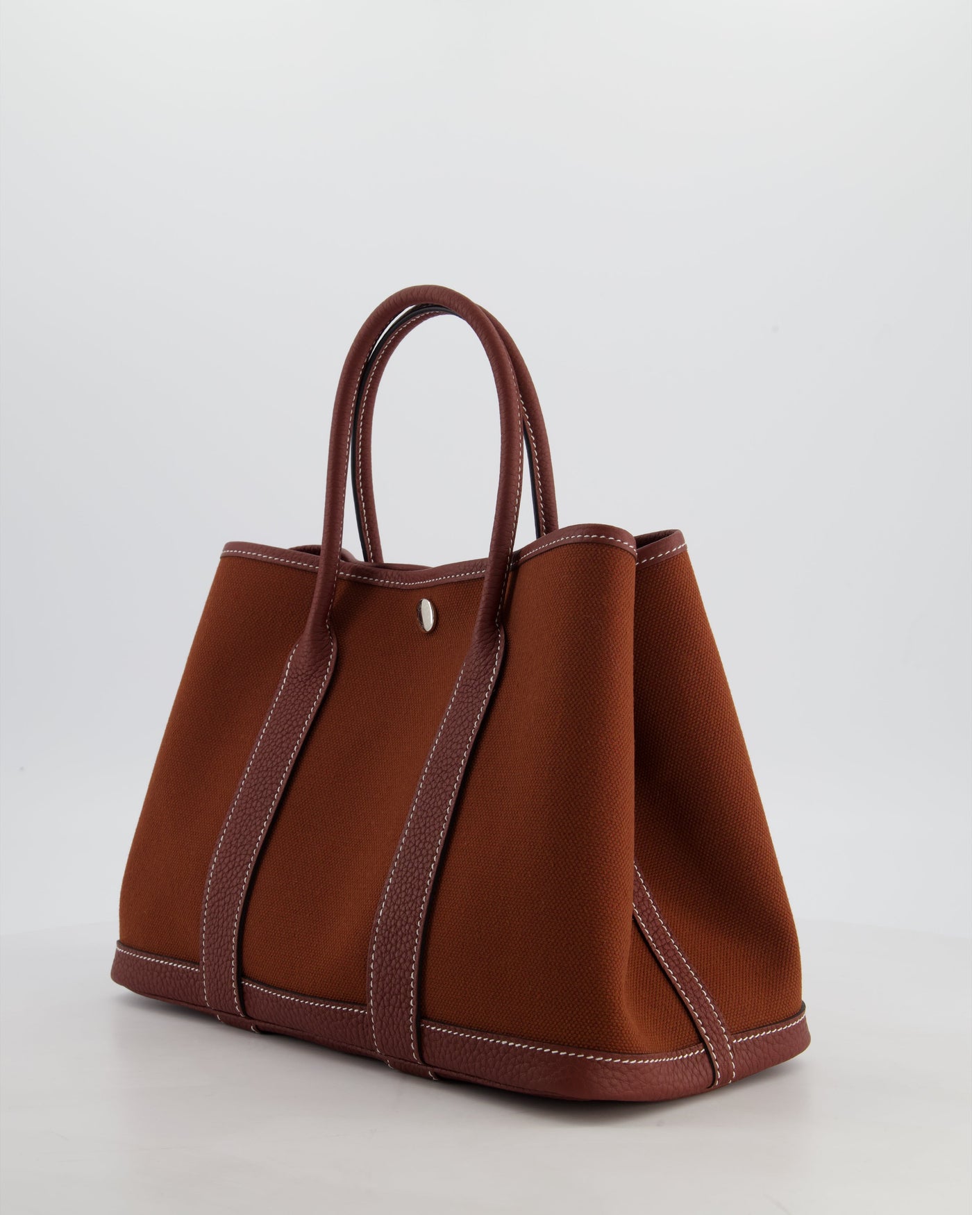 Hermes Garden Party 30 Bag in Rouge H Canvas and Negonda Leather with Palladium Hardware - Product Image 5