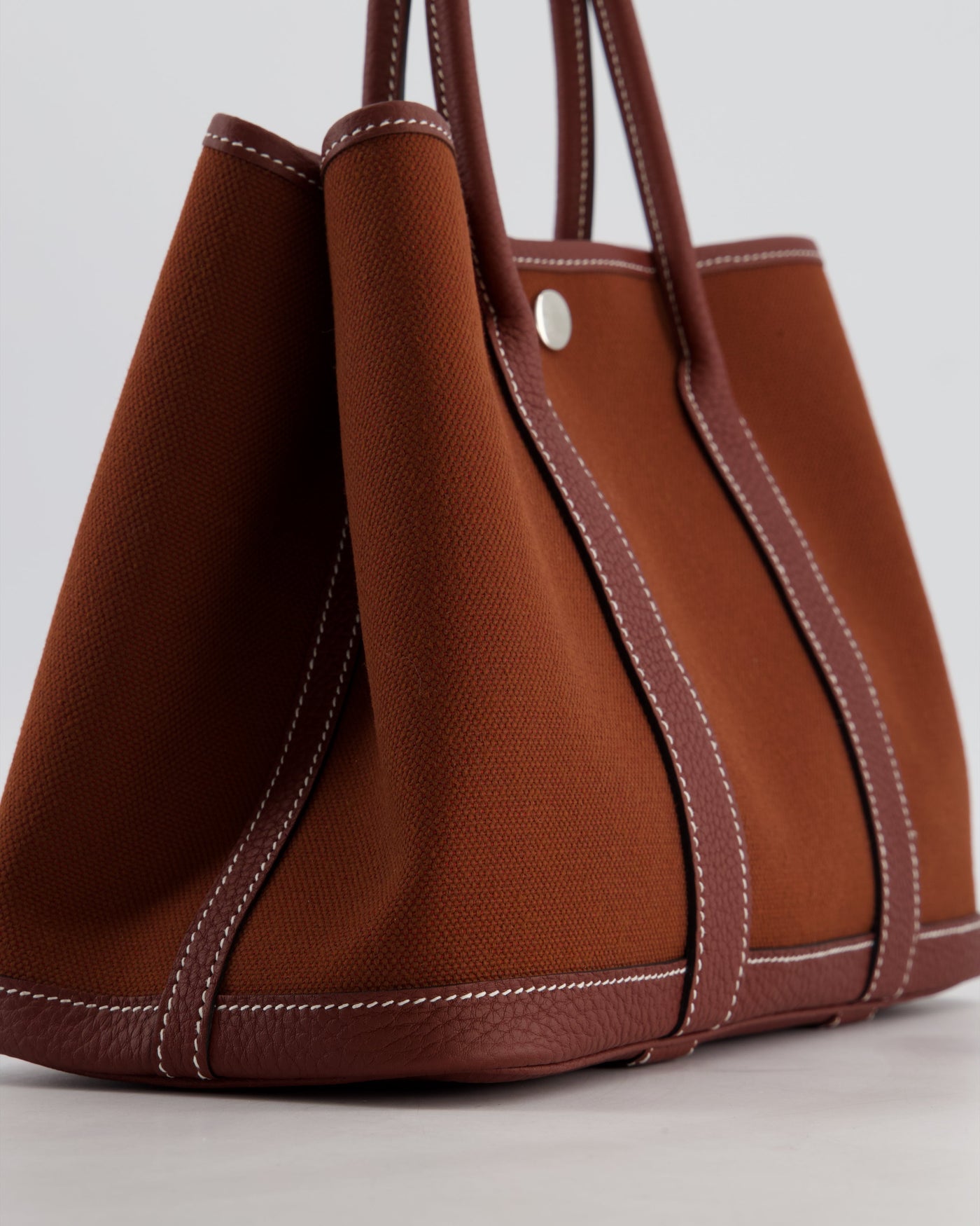 Hermes Garden Party 30 Bag in Rouge H Canvas and Negonda Leather with Palladium Hardware - Product Image 10