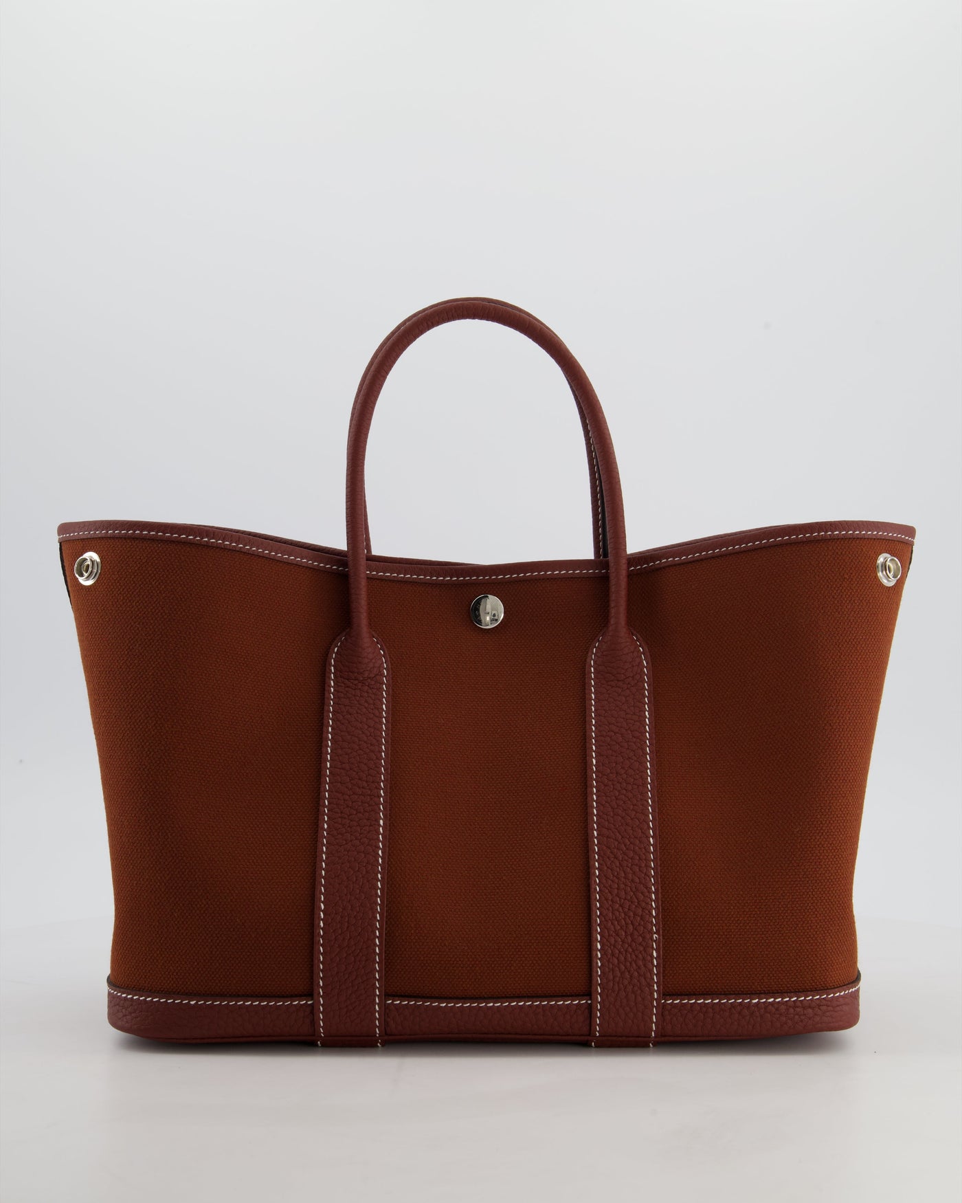 Hermes Garden Party 30 Bag in Rouge H Canvas and Negonda Leather with Palladium Hardware - Product Image 17