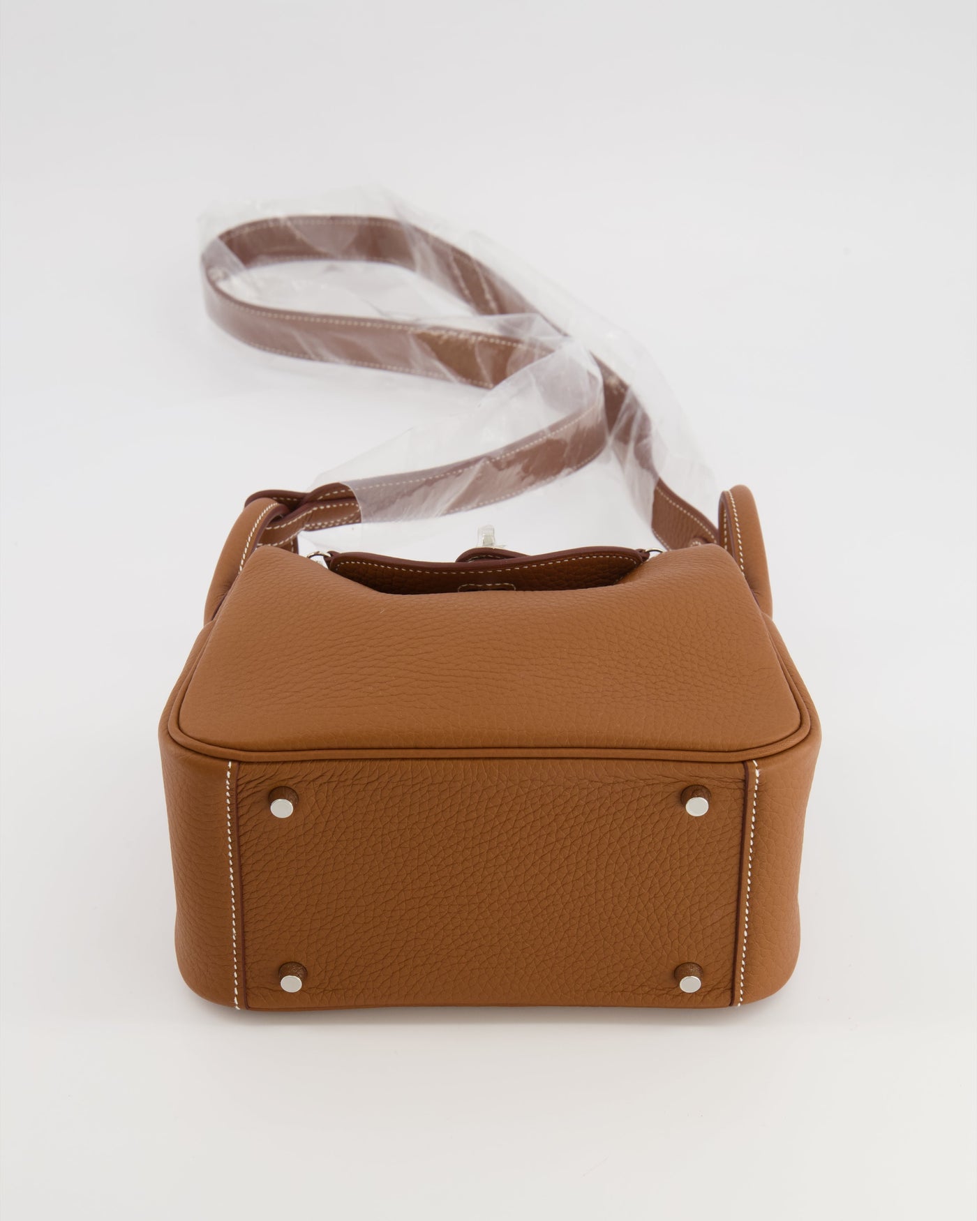 Hermes Mini Lindy Bag in Gold Taurillon Clemence Leather with Palladium Hardware - Product Image 18