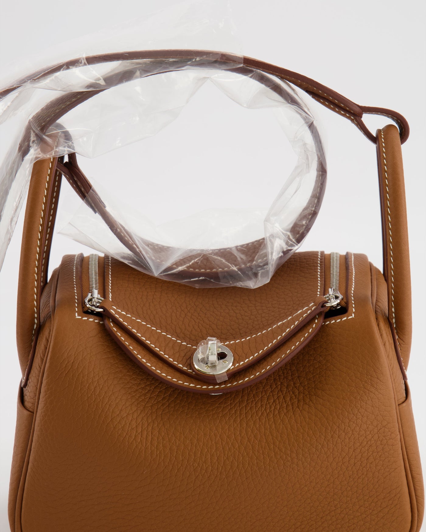 Hermes Mini Lindy Bag in Gold Taurillon Clemence Leather with Palladium Hardware - Product Image 15