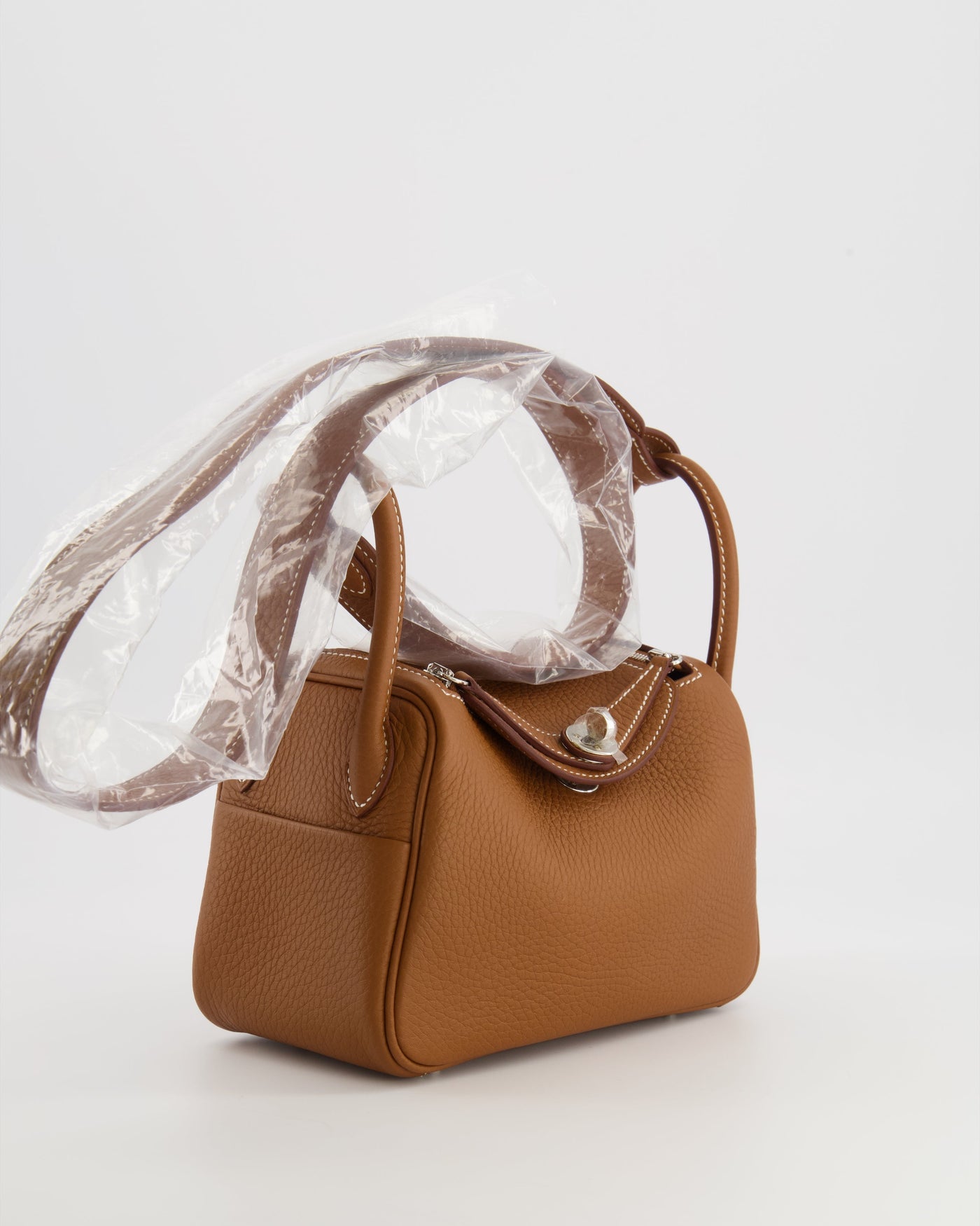 Hermes Mini Lindy Bag in Gold Taurillon Clemence Leather with Palladium Hardware - Product Image 5