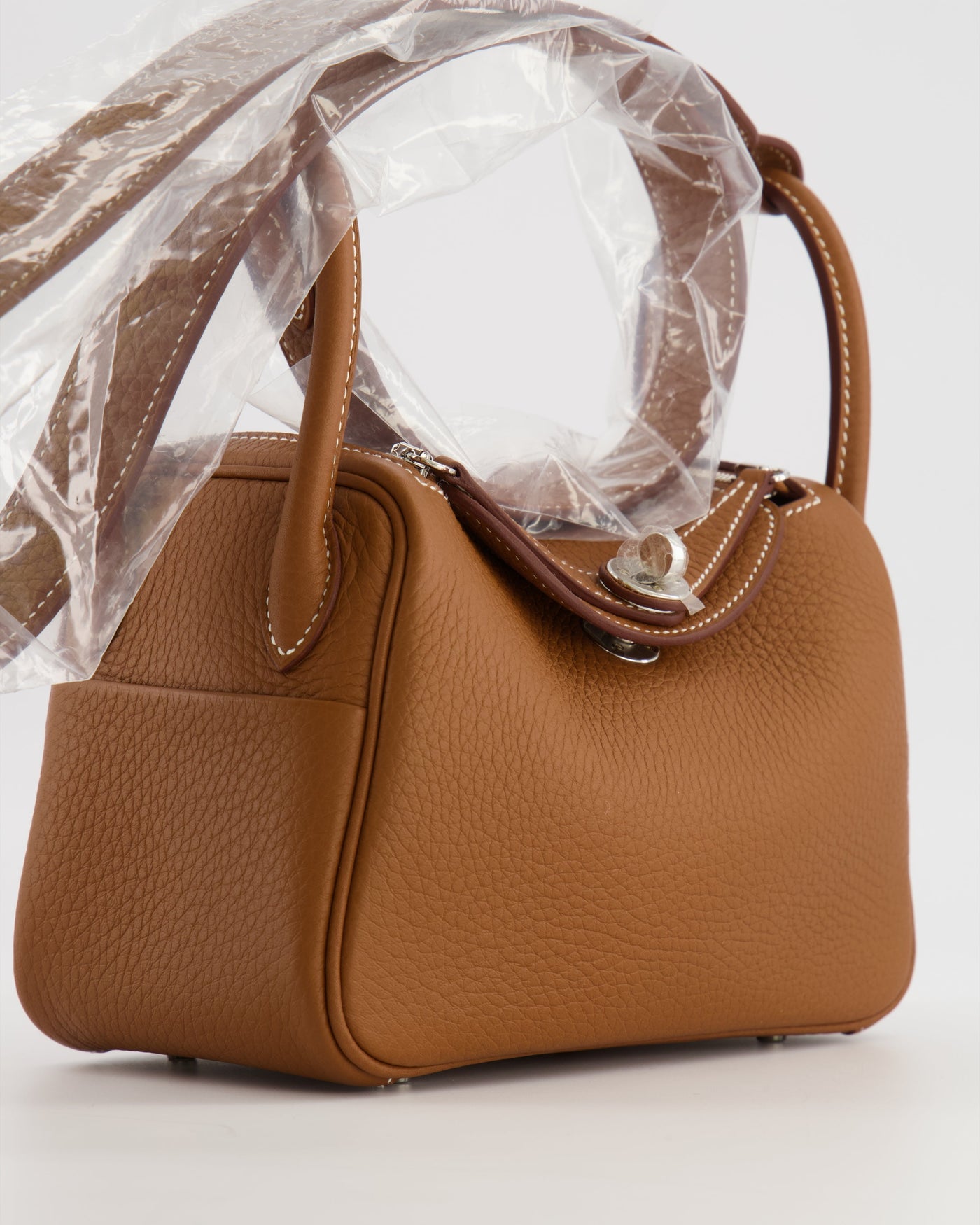 Hermes Mini Lindy Bag in Gold Taurillon Clemence Leather with Palladium Hardware - Product Image 11