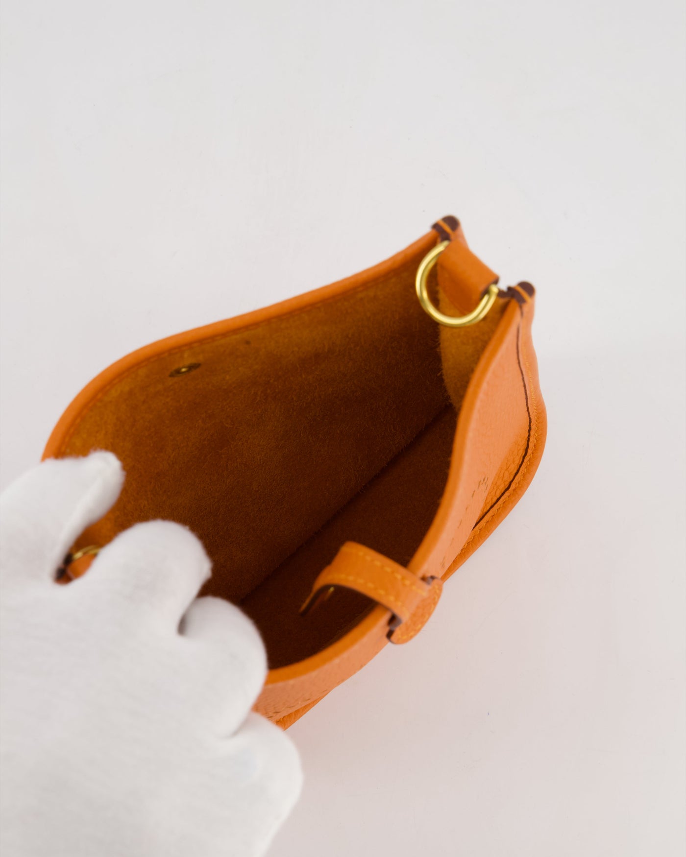 Hermes Mini Evelyne Bag in Orange Clemence Leather with Gold Hardware - Product Image 18