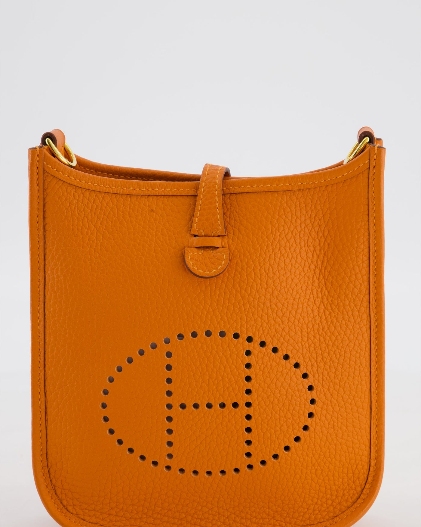 Hermes Mini Evelyne Bag in Orange Clemence Leather with Gold Hardware - Product Image 13