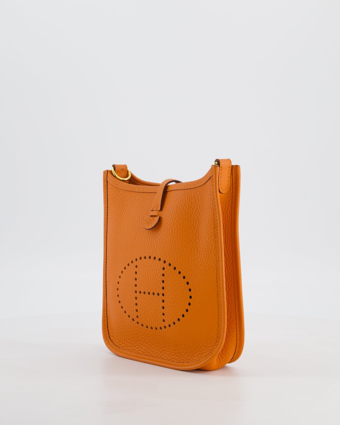 Hermes Mini Evelyne Bag in Orange Clemence Leather with Gold Hardware - Product Image 8