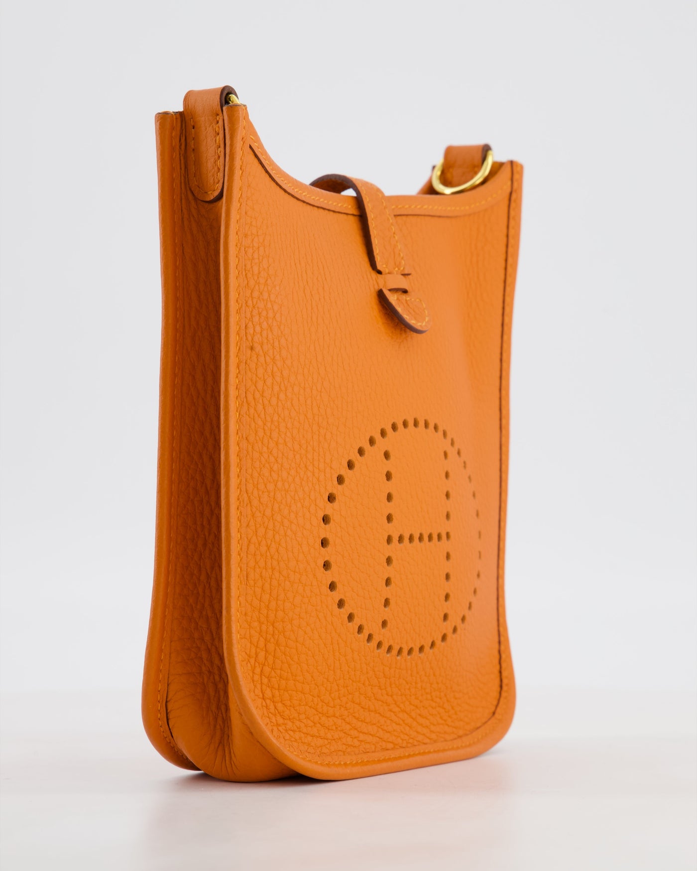Hermes Mini Evelyne Bag in Orange Clemence Leather with Gold Hardware - Product Image 9