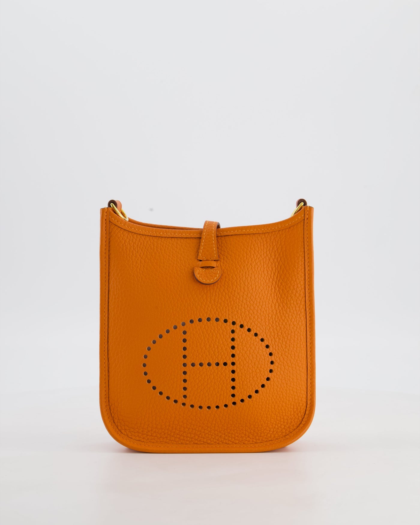 Hermes Mini Evelyne Bag in Orange Clemence Leather with Gold Hardware - Product Image 14