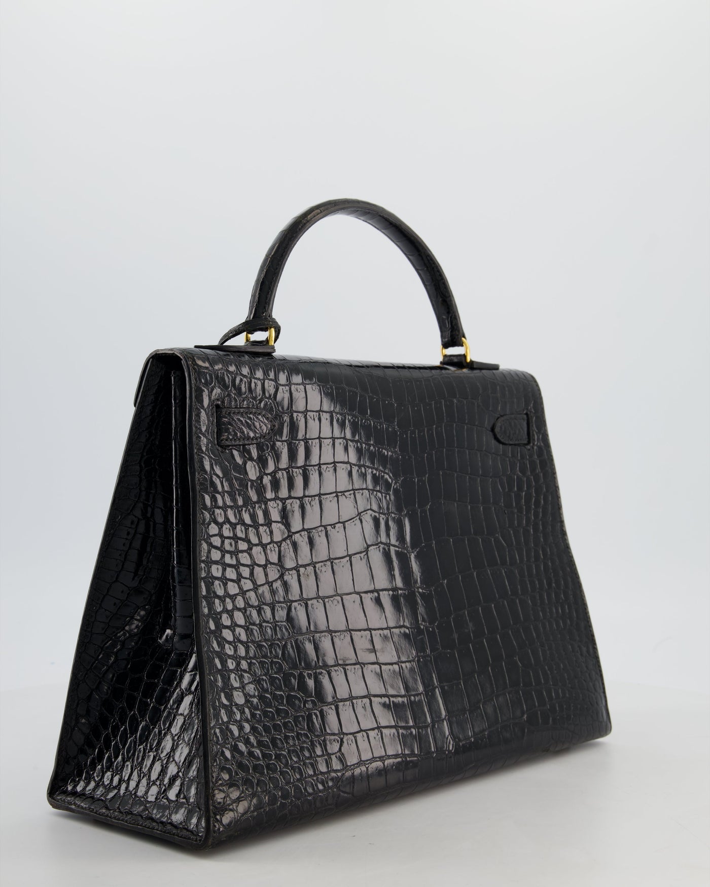 *HOT* Hermes Kelly 32 Sellier Bag in Noir Porosus Crocodile Leather with Gold Hardware - Product Image 7