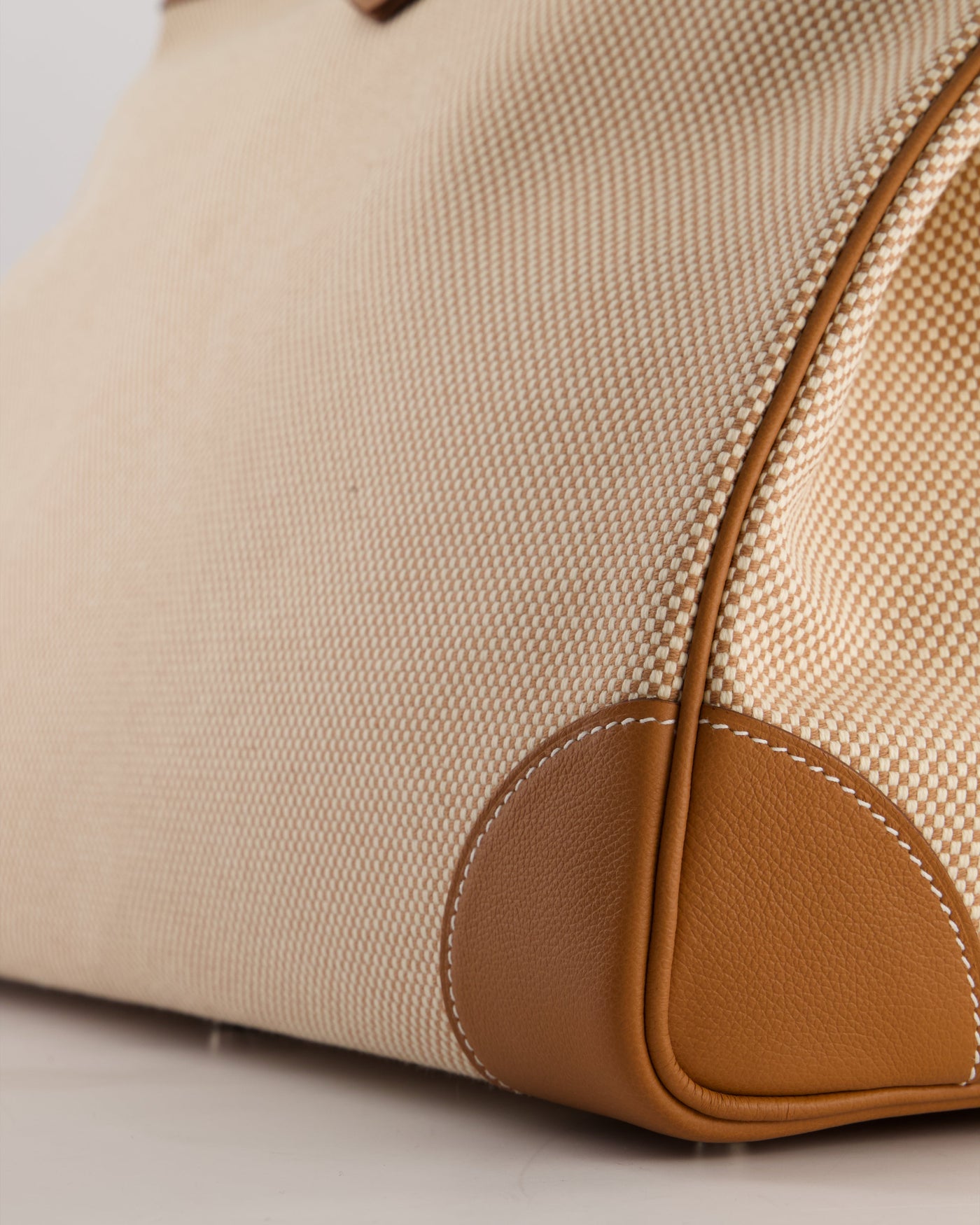 *RARE* Hermes Haut à Courroies HAC 50 Bag in Gold Evercolour Leather & Écru/Beige Toile Cross Canvas with Palladium Hardware - Product Image 11