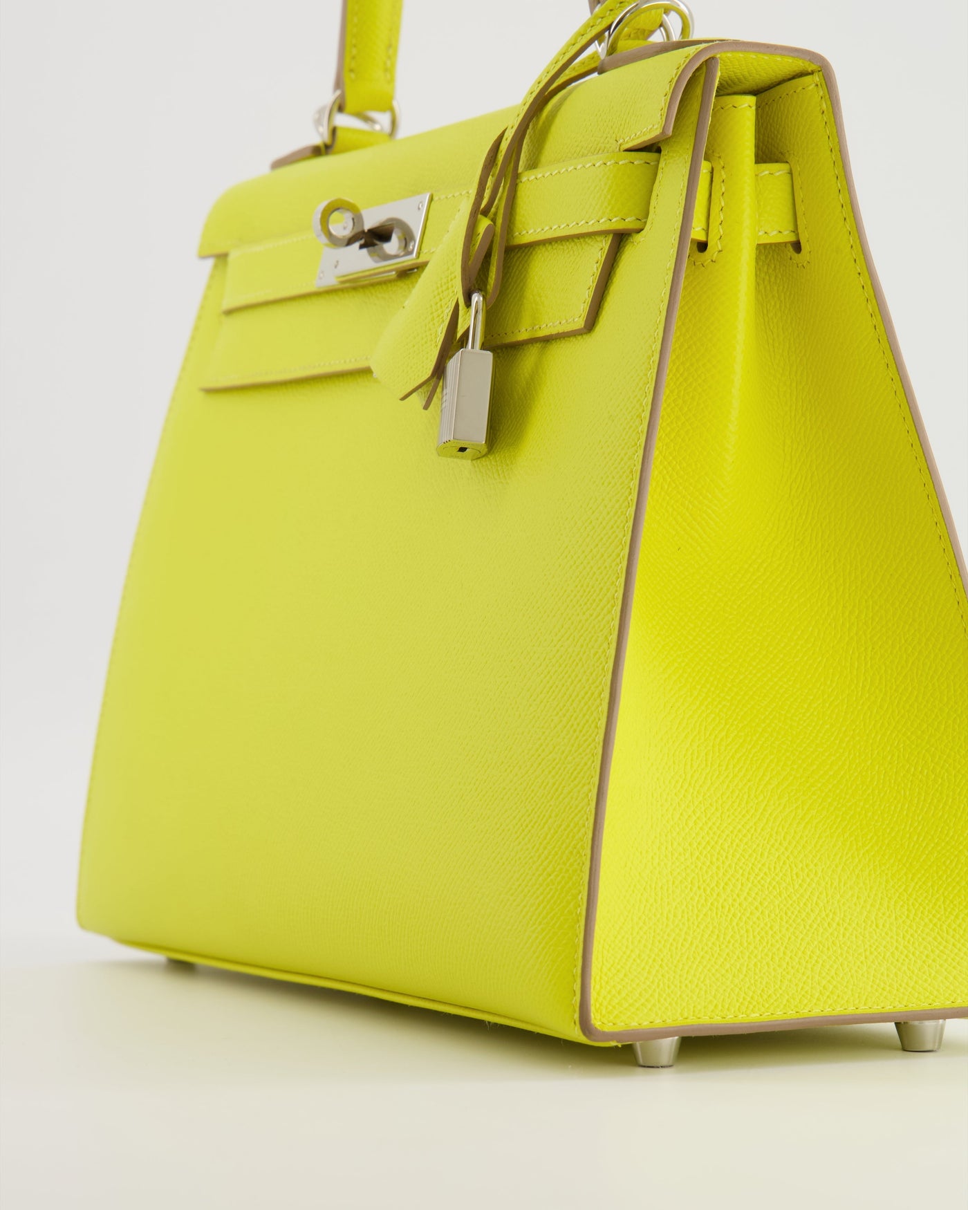 Hermes Kelly 28 Sellier Bag in Lime Epsom Leather with Palladium Hardware - Product Image 14