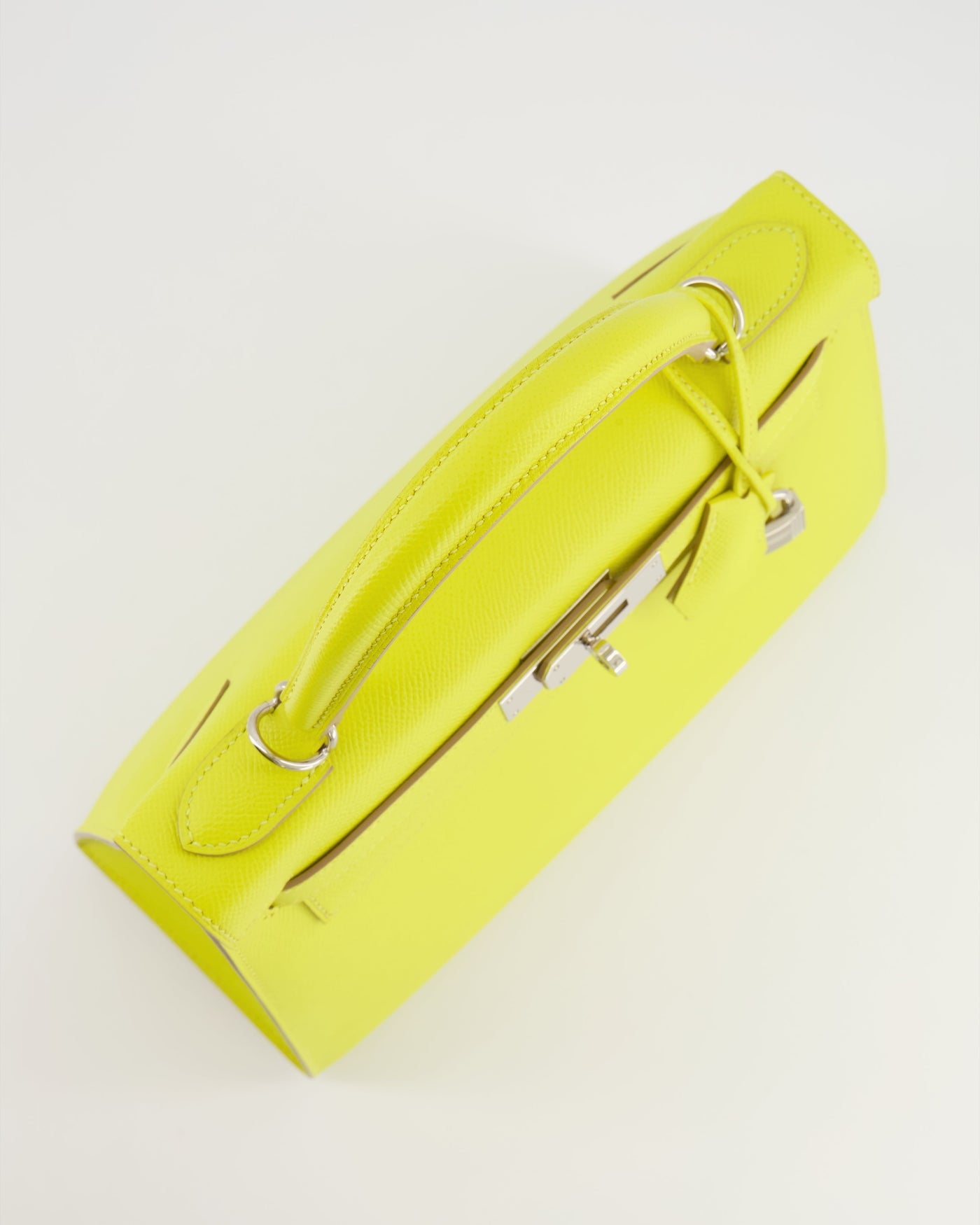 Hermes Kelly 28 Sellier Bag in Lime Epsom Leather with Palladium Hardware - Product Image 17