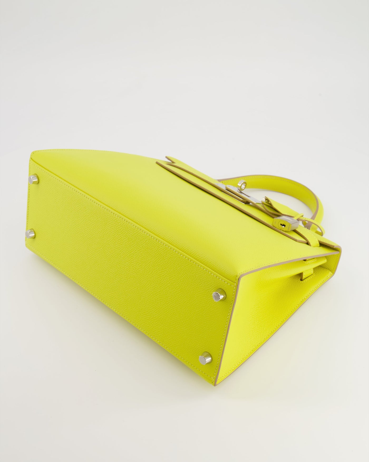 Hermes Kelly 28 Sellier Bag in Lime Epsom Leather with Palladium Hardware - Product Image 21