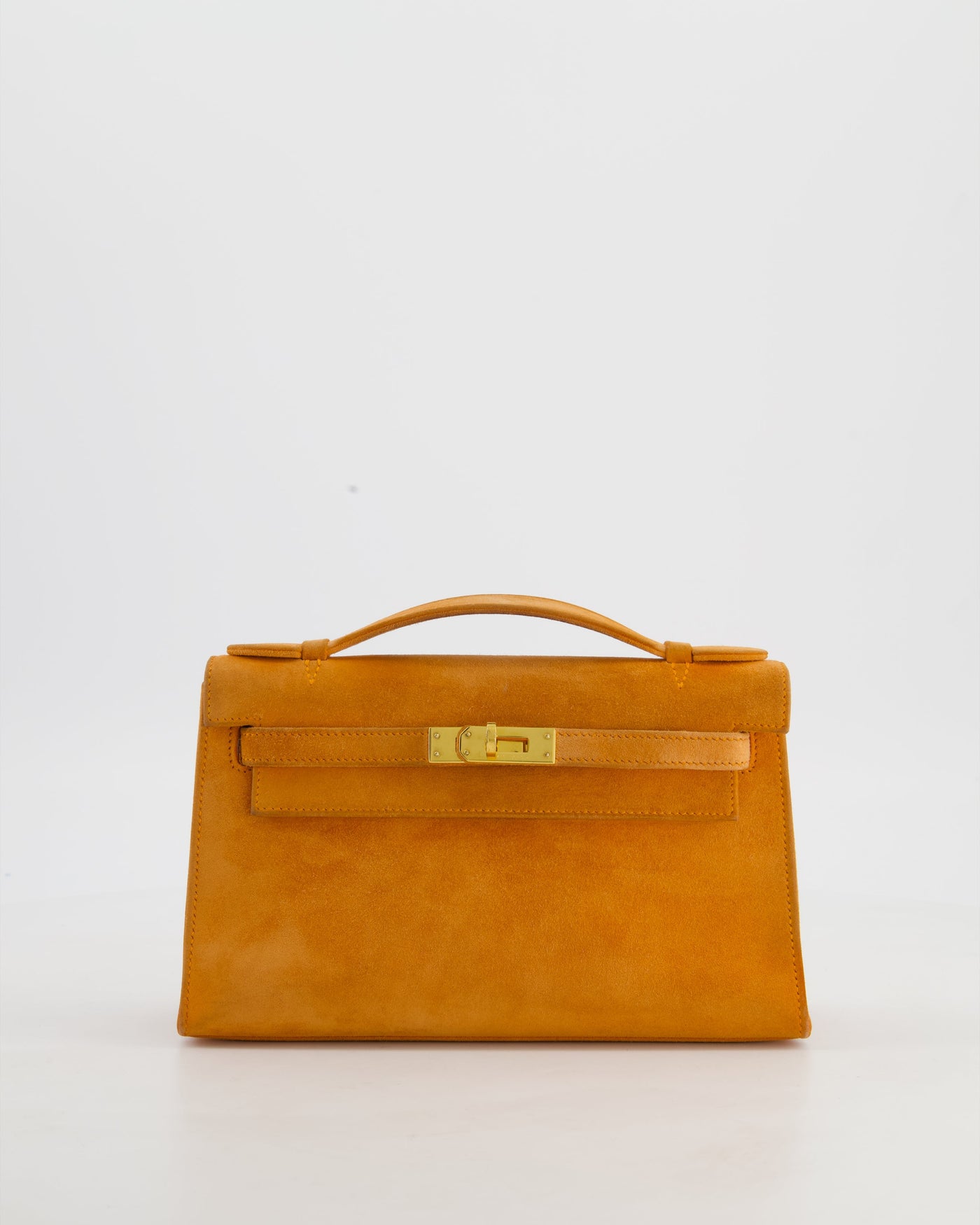 Hermes Mini Kelly Pochette Bag in Orange Veau Doblis Leather with Gold Hardware - Product Image 2