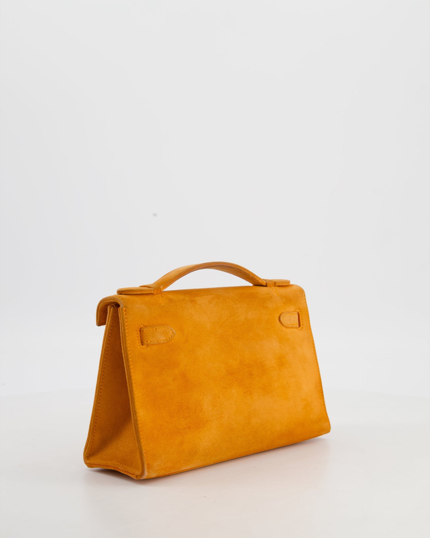 Hermes Mini Kelly Pochette Bag in Orange Veau Doblis Leather with Gold Hardware - Product Image 8