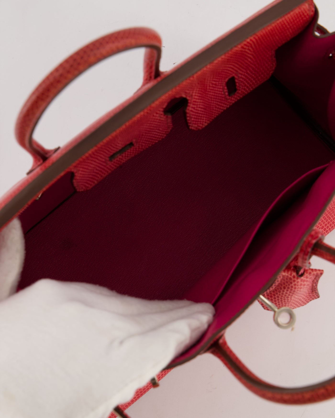 *HOT* Hermes Birkin 25 Verso Retourne Bag in Bougainvillea Lizard Niloticus Leather, Rose Shocking Interior with Palladium Hardware - Product Image 16