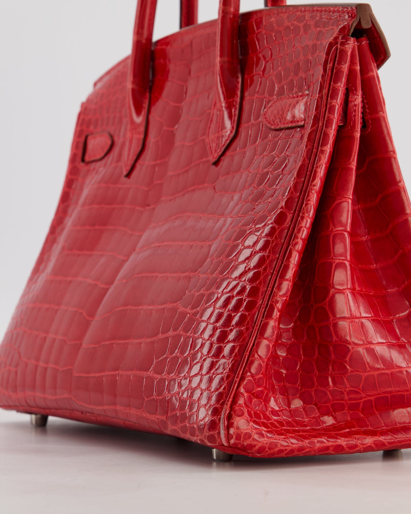 Hermes Birkin 30 Retourne Bag in Braise Shiny Porosus Crocodile Leather with Palladium Hardware - Product Image 11