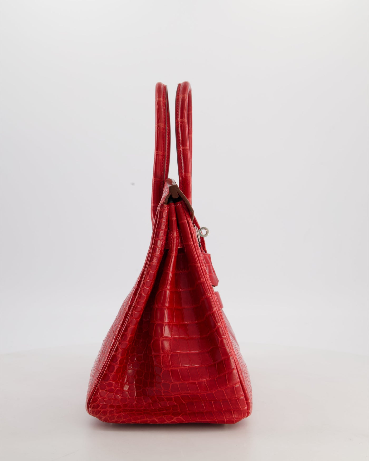 Hermes Birkin 30 Retourne Bag in Braise Shiny Porosus Crocodile Leather with Palladium Hardware - Product Image 3