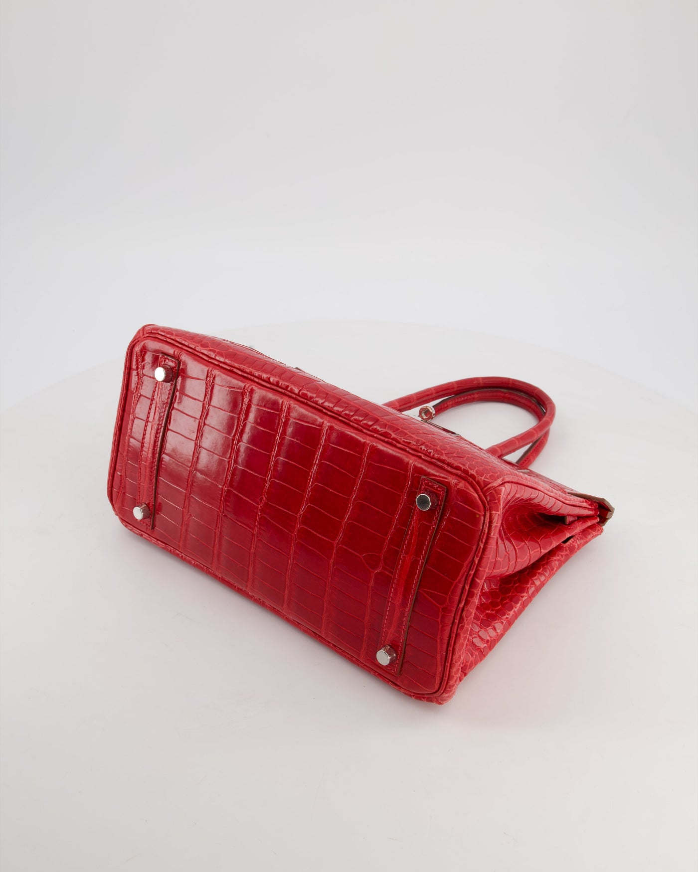 Hermes Birkin 30 Retourne Bag in Braise Shiny Porosus Crocodile Leather with Palladium Hardware - Product Image 18