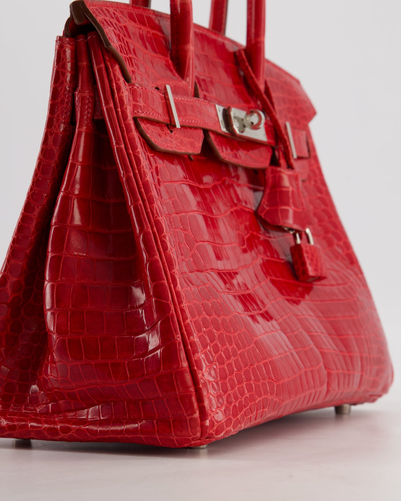 Hermes Birkin 30 Retourne Bag in Braise Shiny Porosus Crocodile Leather with Palladium Hardware - Product Image 9