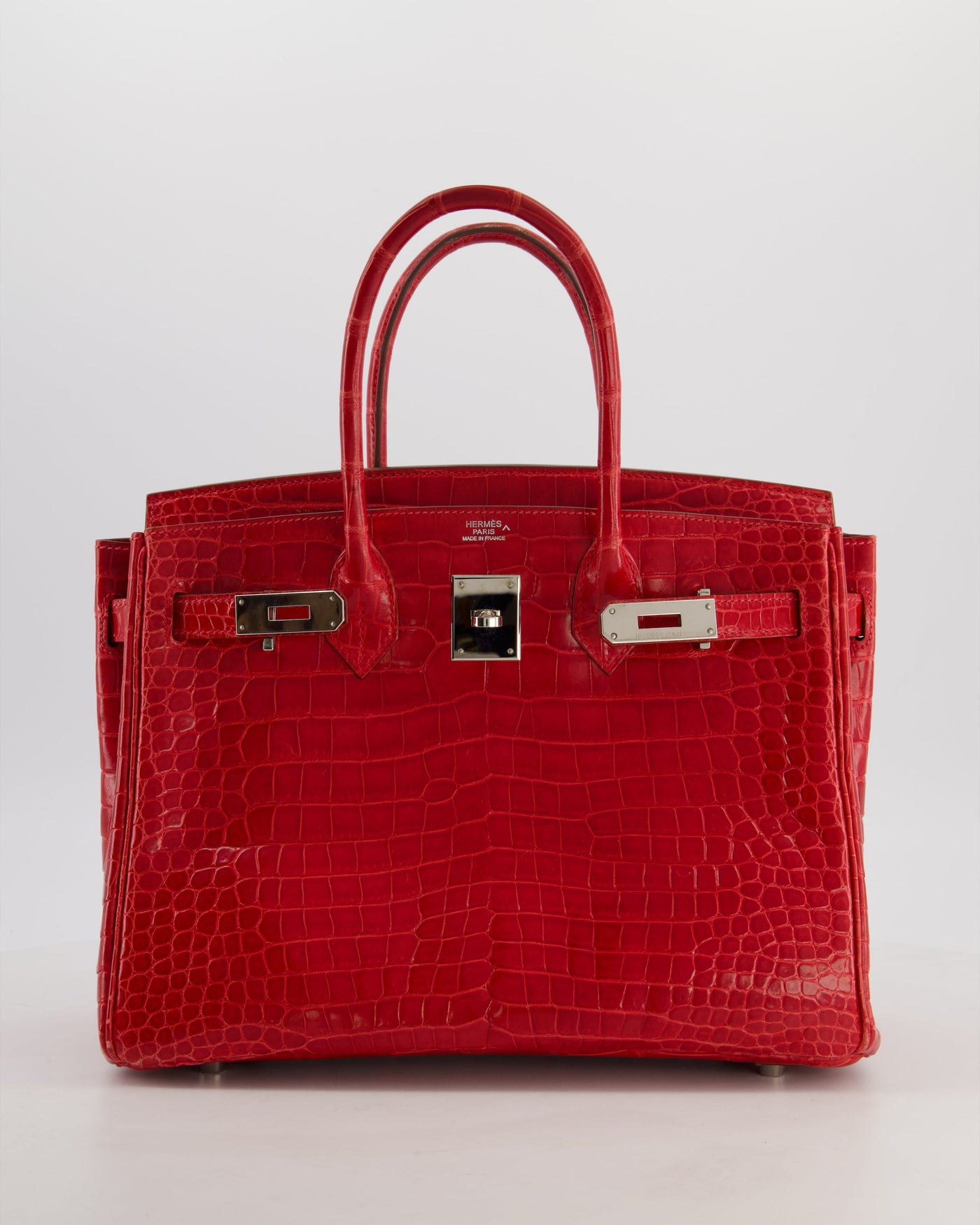 Hermes Birkin 30 Retourne Bag in Braise Shiny Porosus Crocodile Leather with Palladium Hardware - Product Image 2
