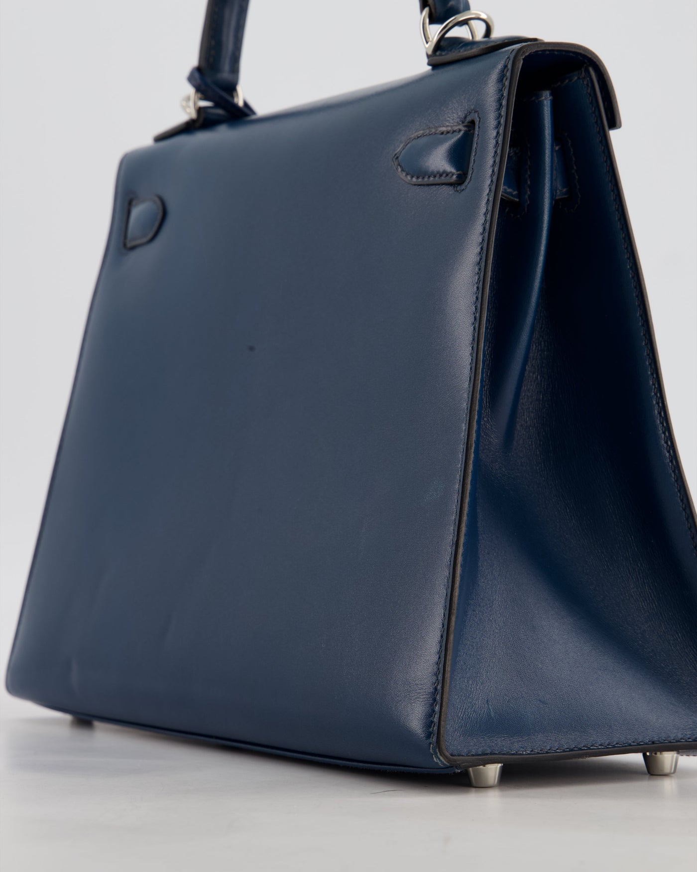 *VERY RARE* Hermes Kelly 28 Sellier Bag in Bleu De Prusse Box Calf Leather with Guilloche Palladium Hardware - Product Image 14