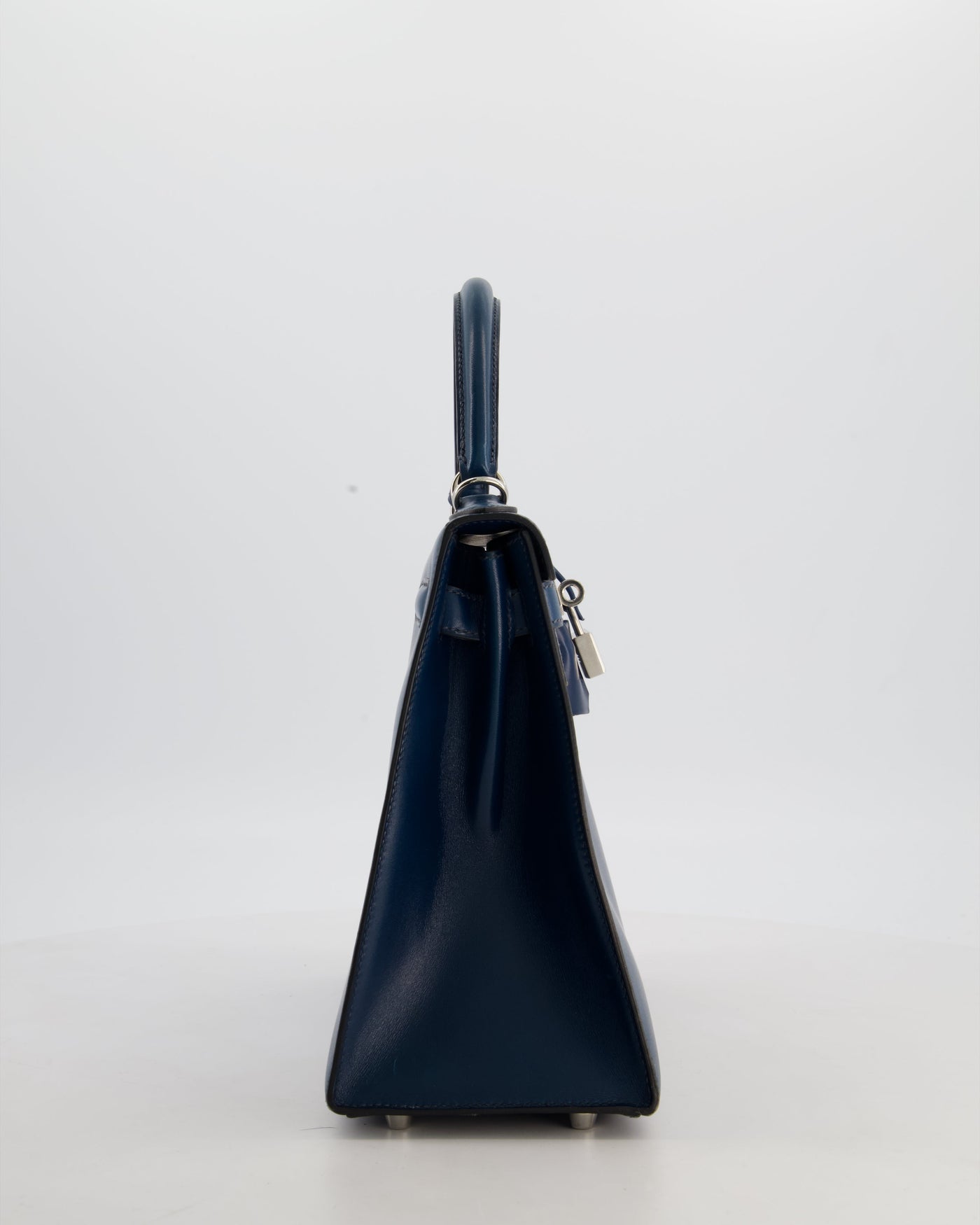 *VERY RARE* Hermes Kelly 28 Sellier Bag in Bleu De Prusse Box Calf Leather with Guilloche Palladium Hardware - Product Image 6