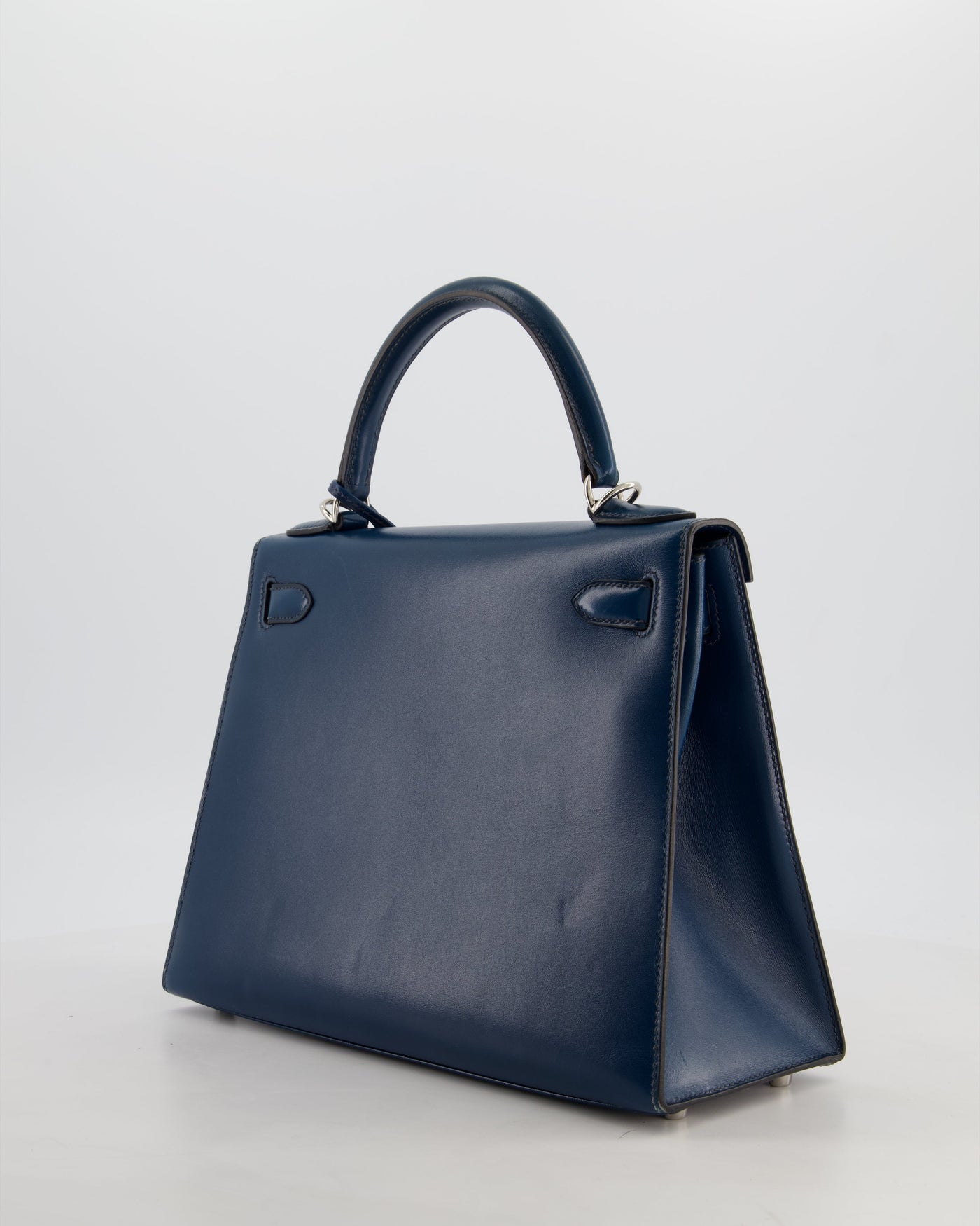 *VERY RARE* Hermes Kelly 28 Sellier Bag in Bleu De Prusse Box Calf Leather with Guilloche Palladium Hardware - Product Image 7