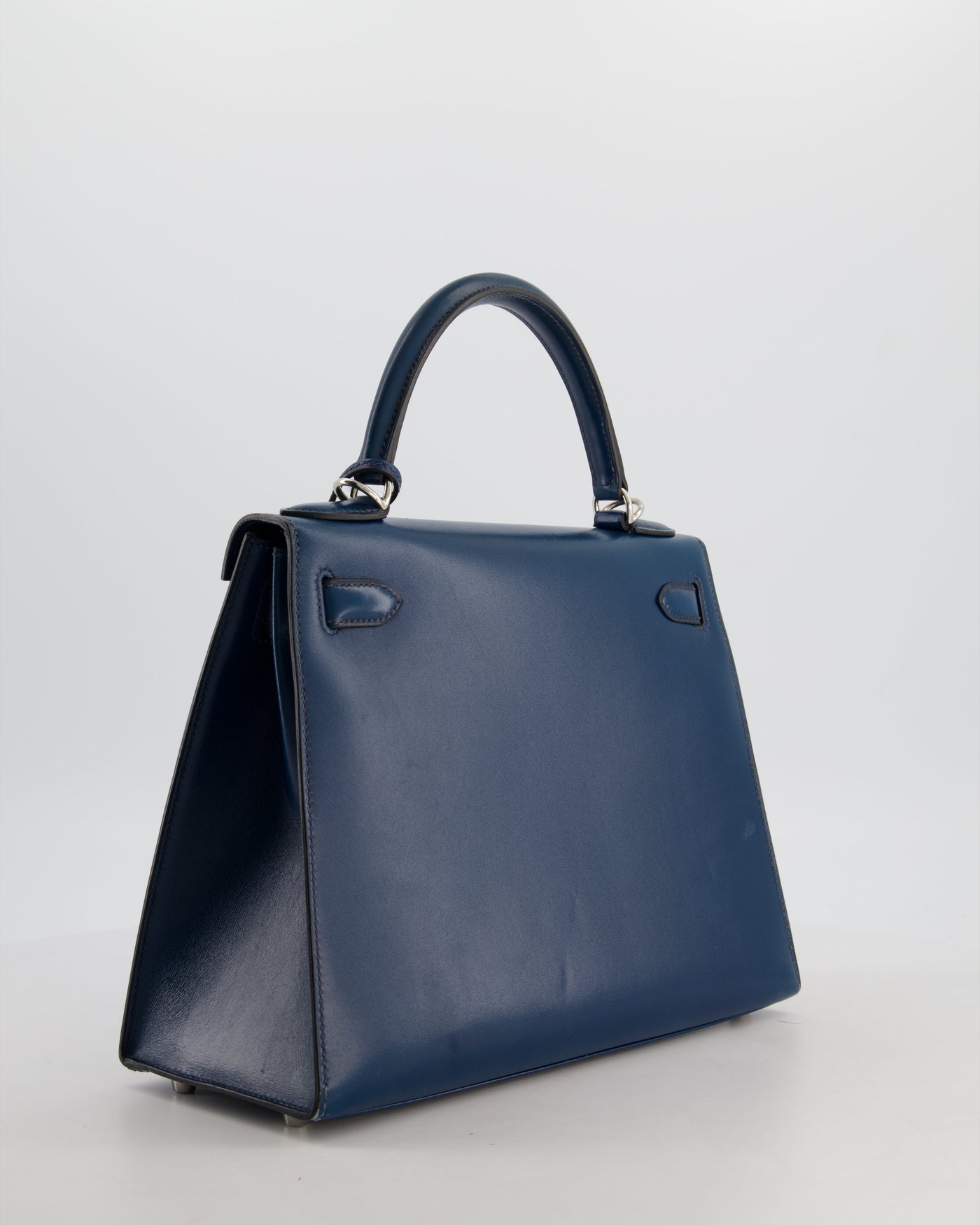 *VERY RARE* Hermes Kelly 28 Sellier Bag in Bleu De Prusse Box Calf Leather with Guilloche Palladium Hardware - Product Image 9