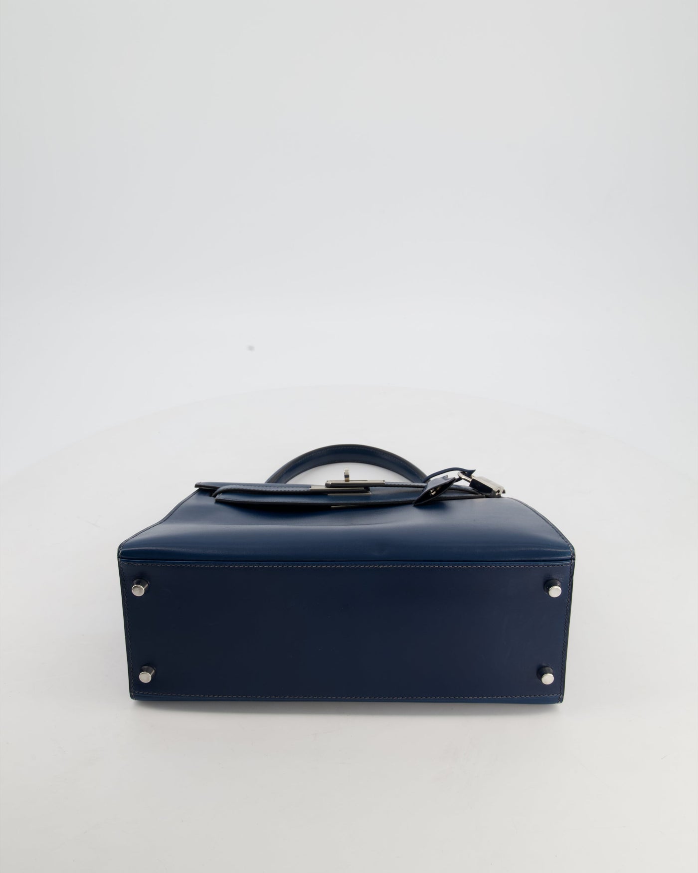 *VERY RARE* Hermes Kelly 28 Sellier Bag in Bleu De Prusse Box Calf Leather with Guilloche Palladium Hardware - Product Image 21