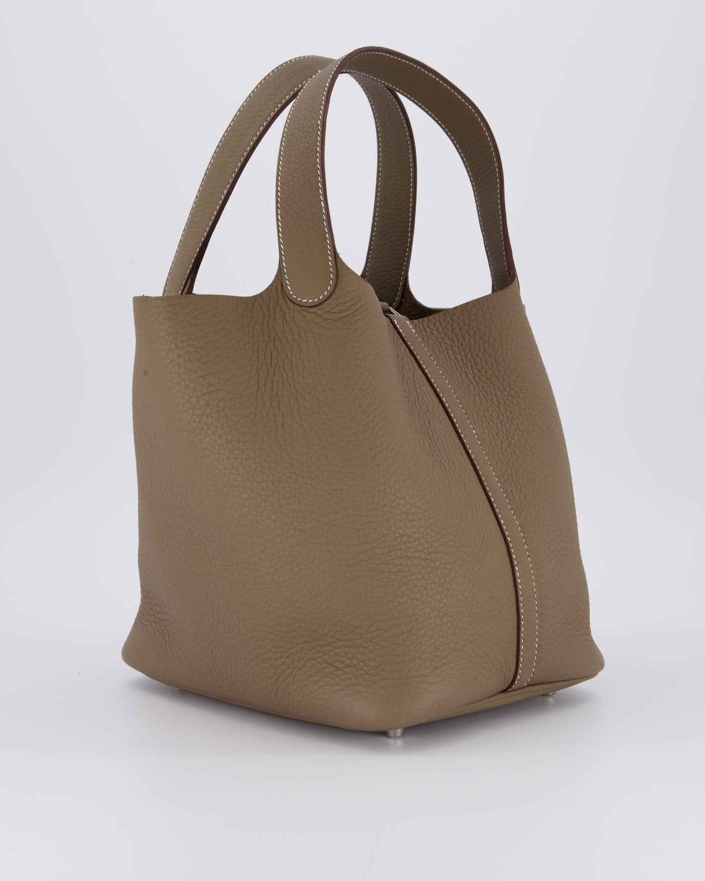 Hermes Picotin 22 Lock Bag in Etoupe Clemence Leather with Palladium Hardware - Product Image 6