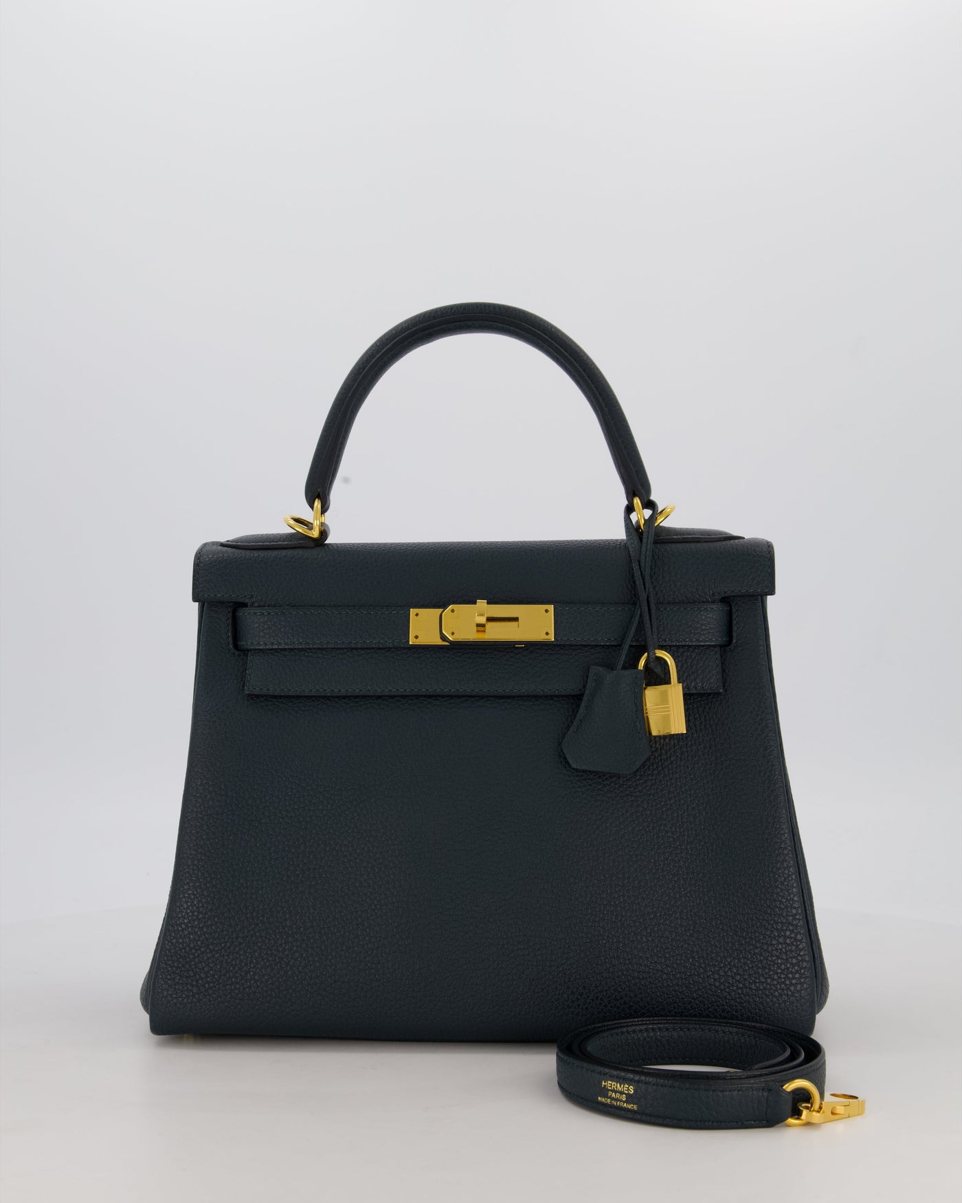 Hermes Kelly 28 Retourne Bag in Vert Cypress Togo Leather with Gold Hardware | Studio Nafay