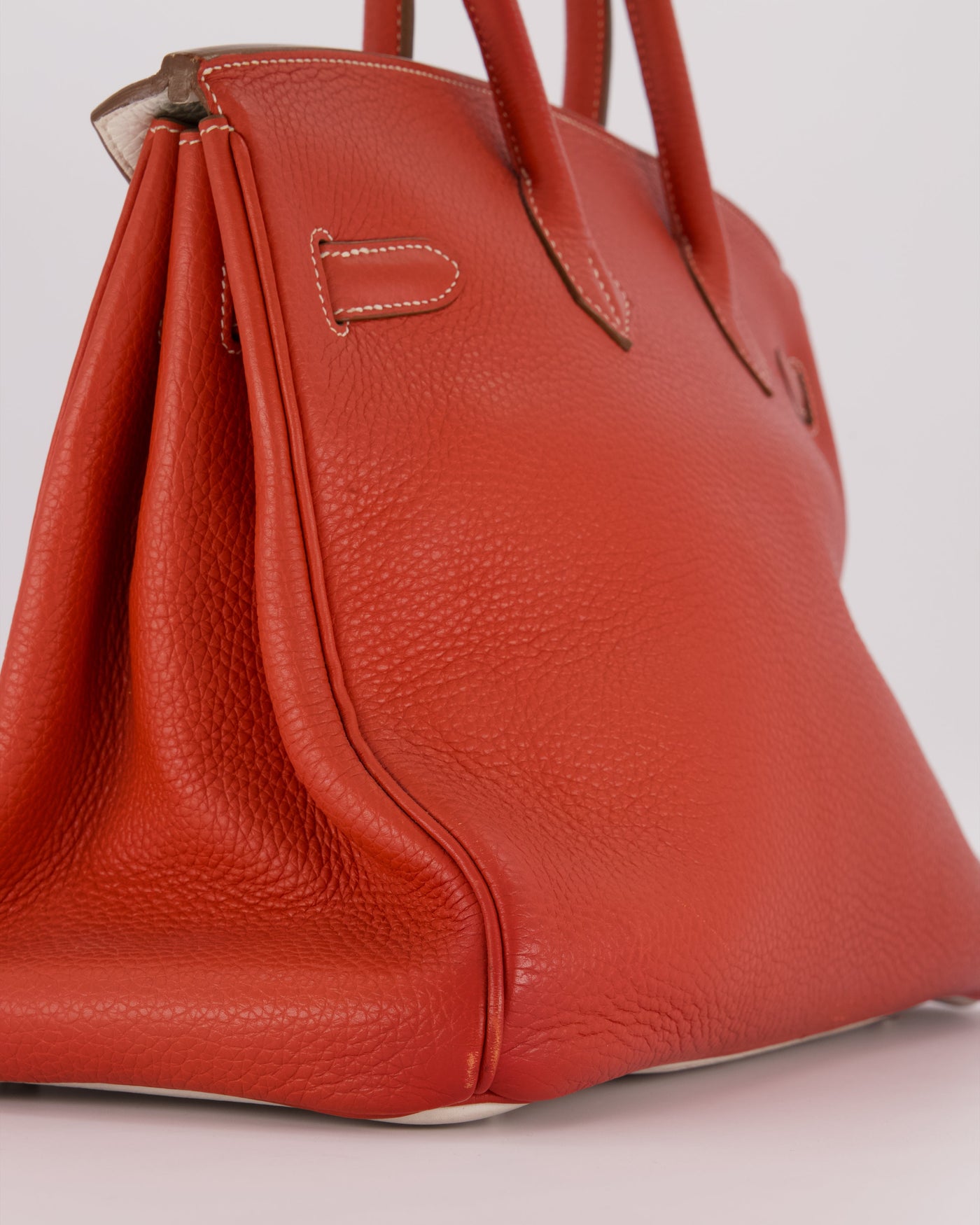 Hermes Birkin 35 Bag in Sanguine and Blanc Clemence Leather with Palladium Hardware - Product Image 12