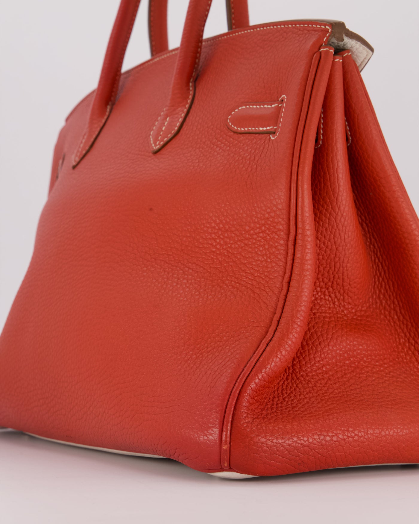 Hermes Birkin 35 Bag in Sanguine and Blanc Clemence Leather with Palladium Hardware - Product Image 13