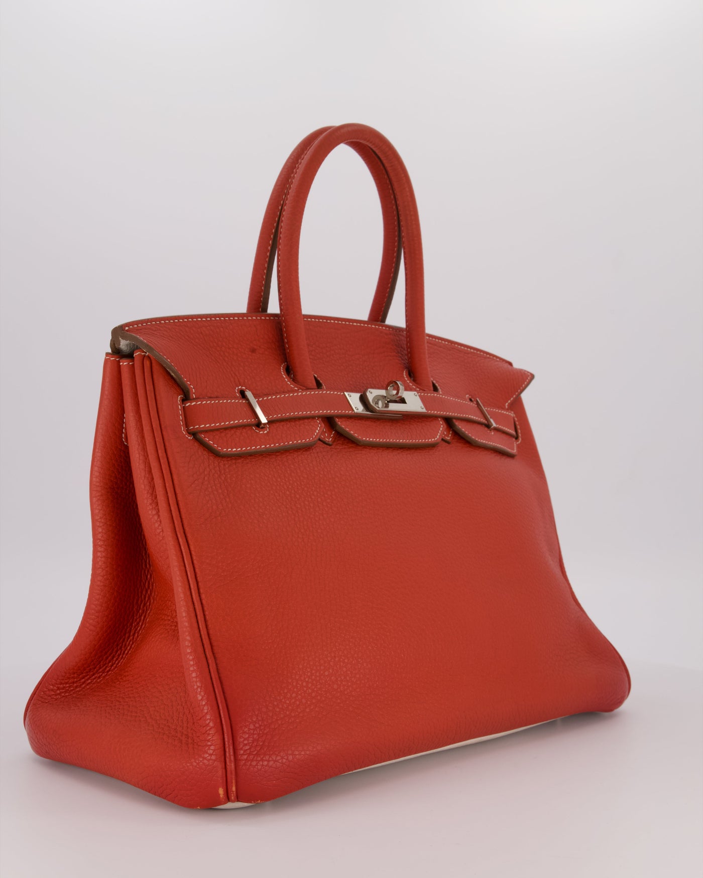 Hermes Birkin 35 Bag in Sanguine and Blanc Clemence Leather with Palladium Hardware - Product Image 3