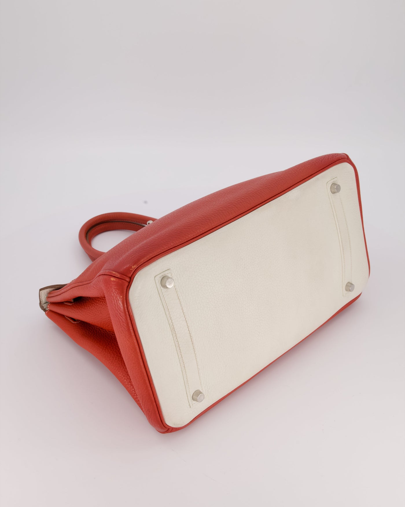 Hermes Birkin 35 Bag in Sanguine and Blanc Clemence Leather with Palladium Hardware - Product Image 20
