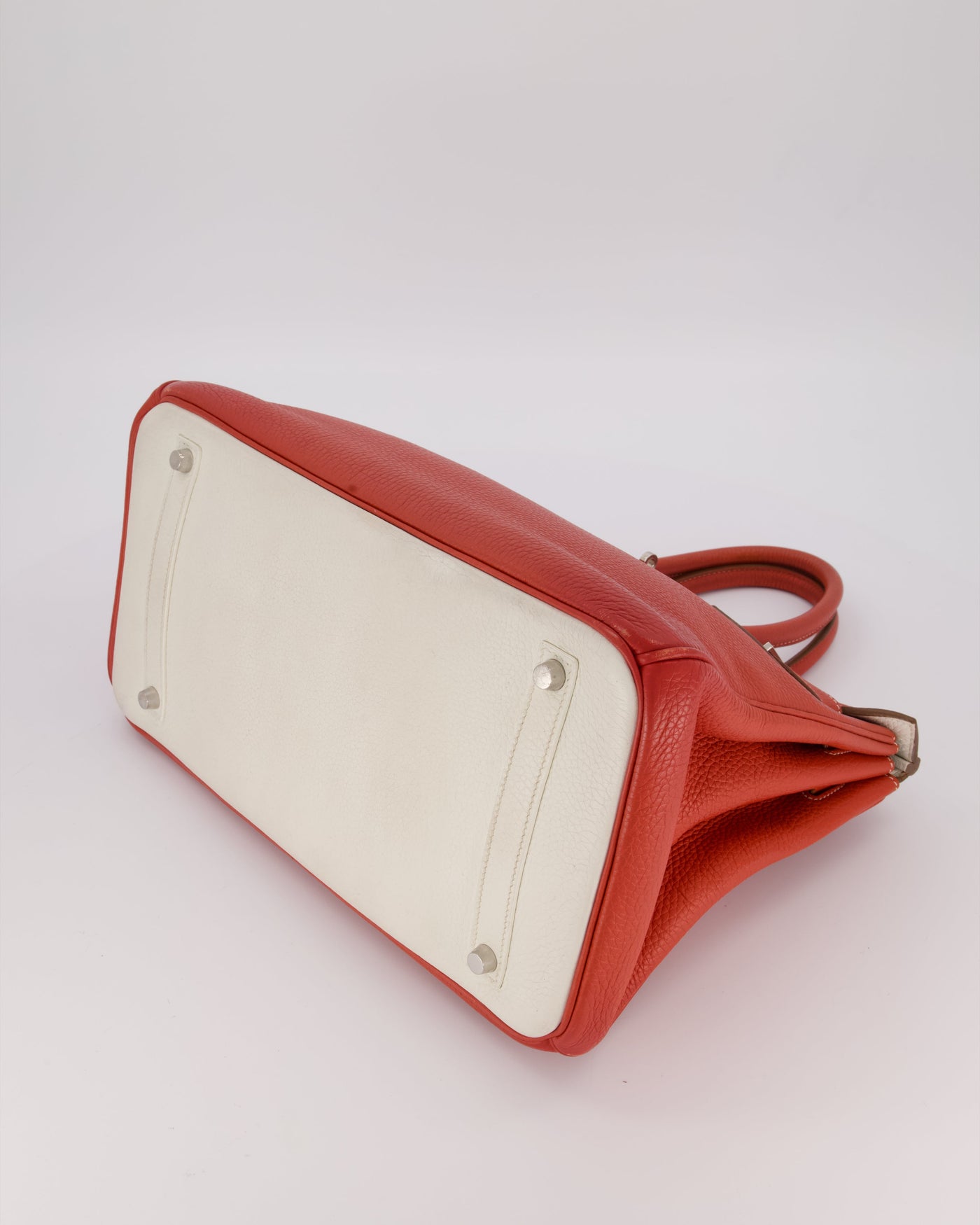 Hermes Birkin 35 Bag in Sanguine and Blanc Clemence Leather with Palladium Hardware - Product Image 18