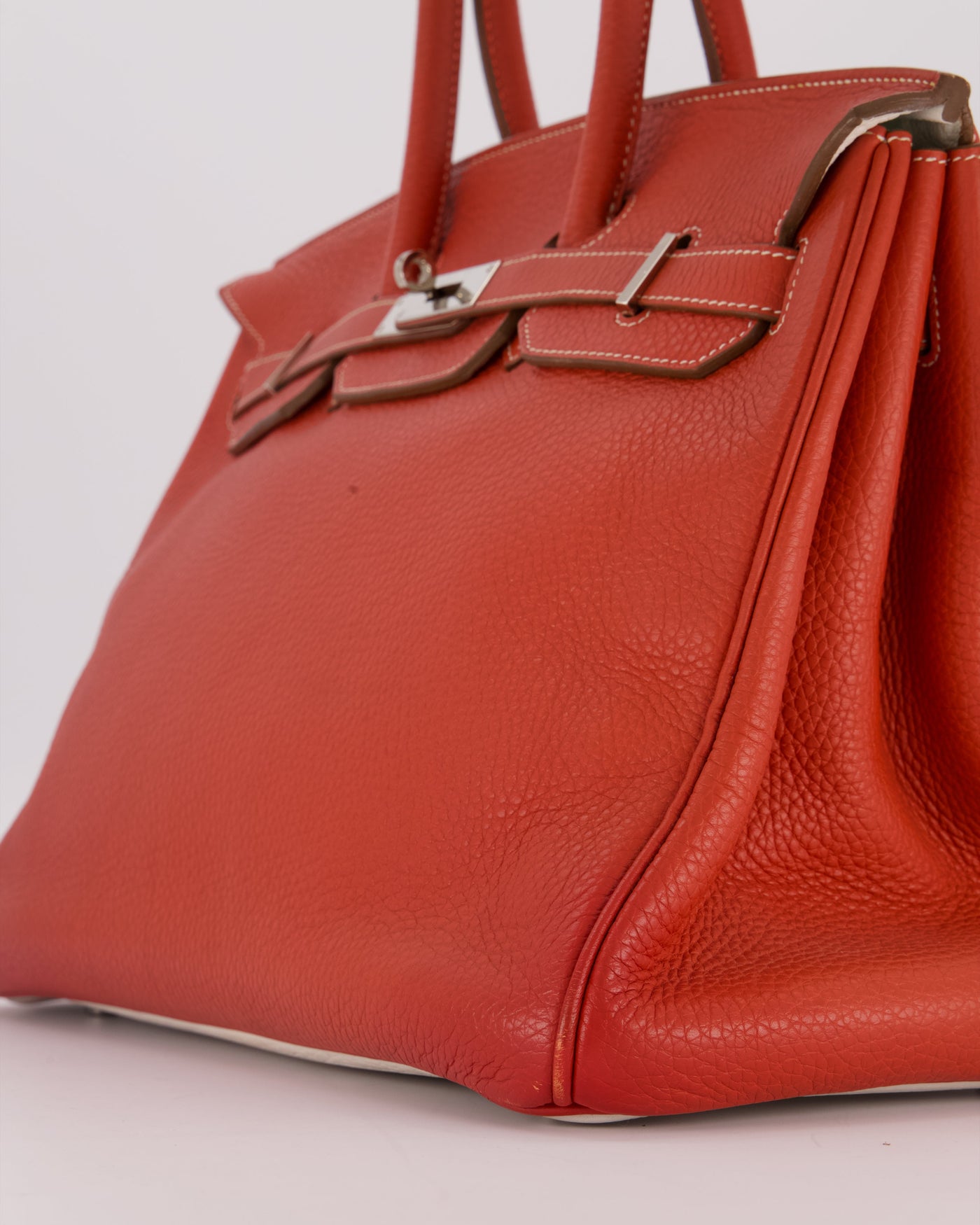 Hermes Birkin 35 Bag in Sanguine and Blanc Clemence Leather with Palladium Hardware - Product Image 11