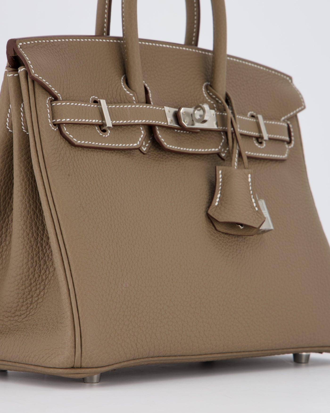 Hermes Birkin 25 Retourne Bag in Etoupe Togo Leather with Palladium Hardware - Product Image 12