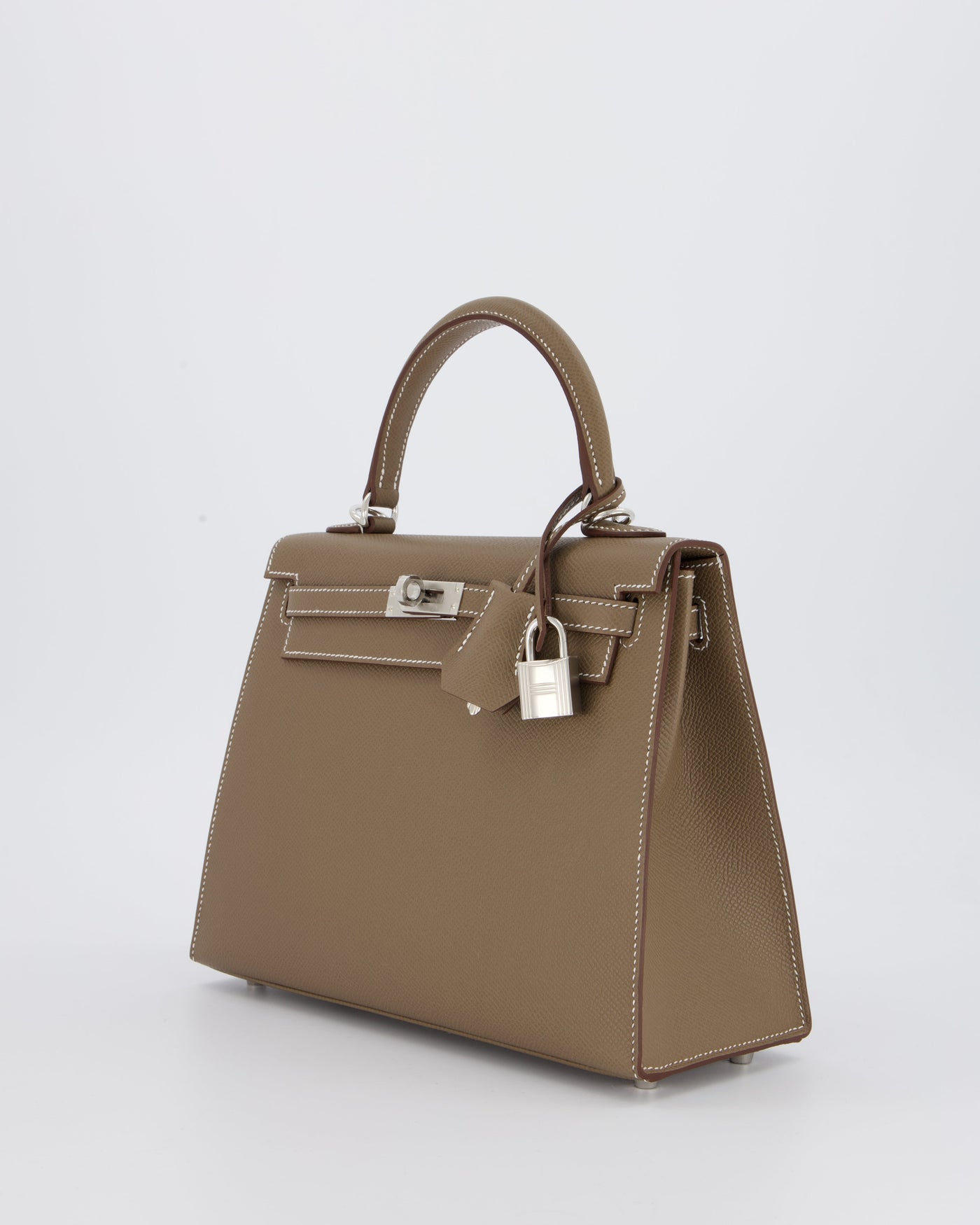 Hermes Kelly 25 Sellier Bag in Etoupe Epsom Leather with Palladium Hardware - Product Image 10