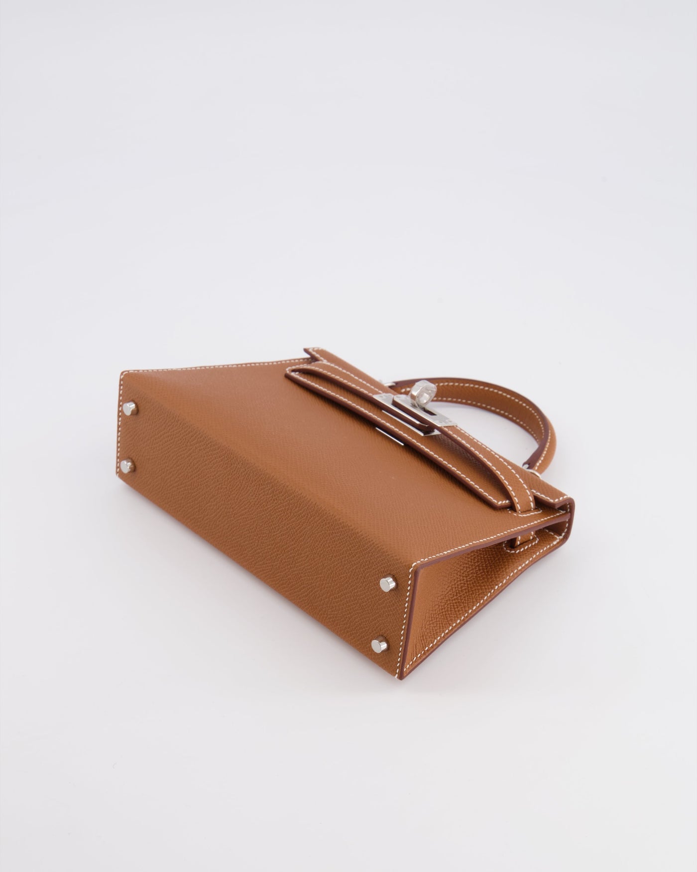 Hermes Mini Kelly II 20 Bag in Gold Epsom Leather with Palladium Hardware - Product Image 21