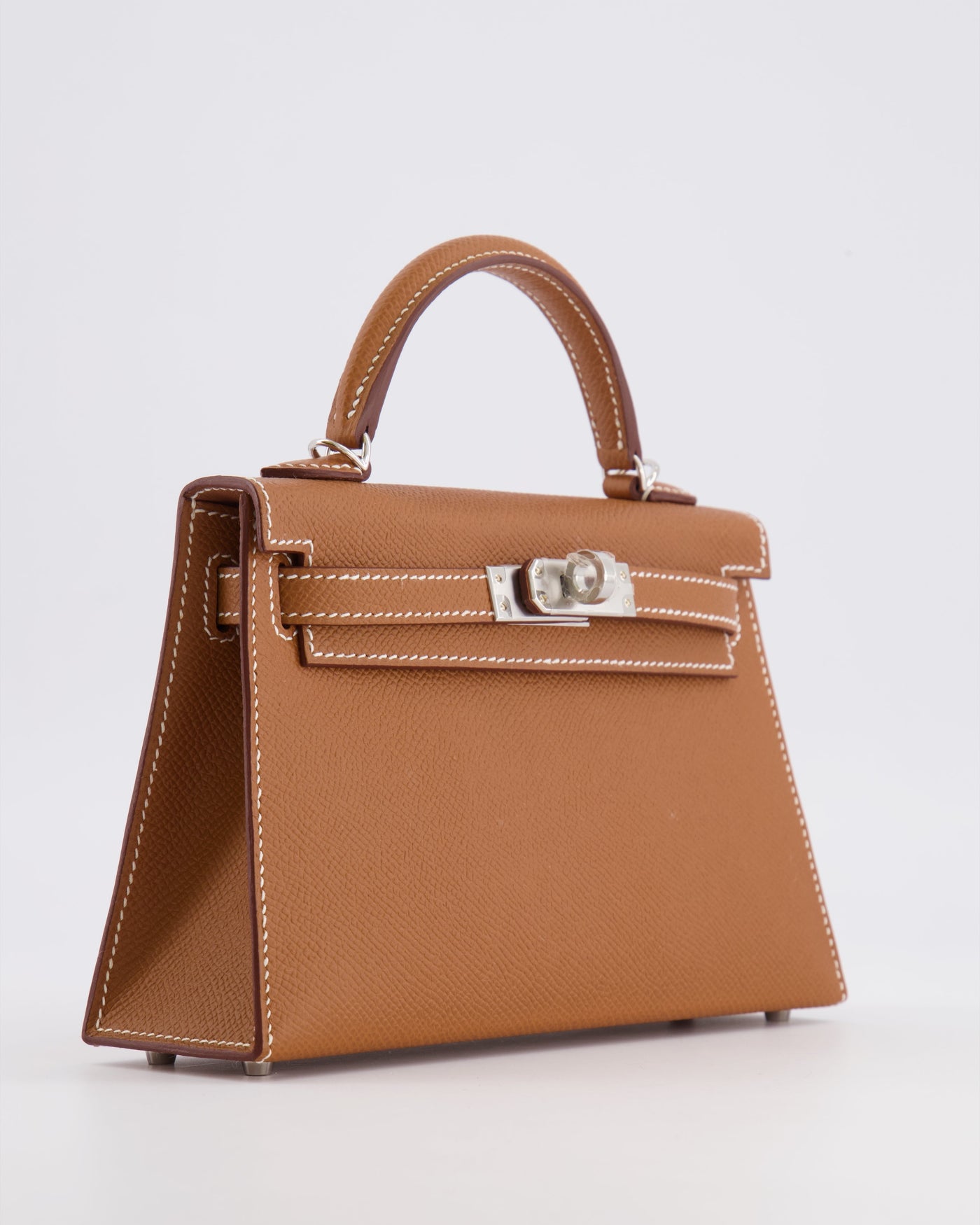 Hermes Mini Kelly II 20 Bag in Gold Epsom Leather with Palladium Hardware - Product Image 13