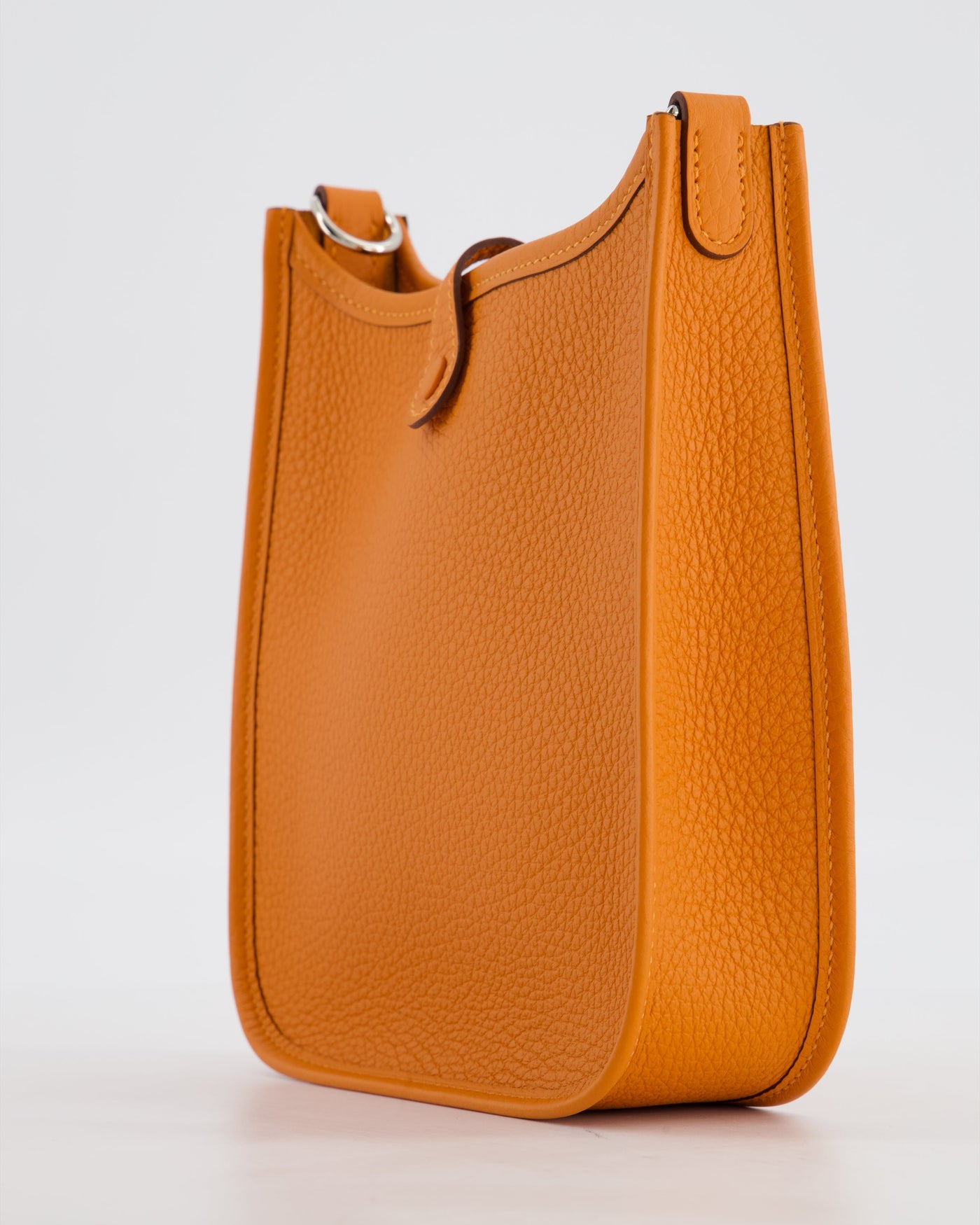 Hermes Mini Evelyne Bag in Orange Clemence Leather with Palladium Hardware - Product Image 12