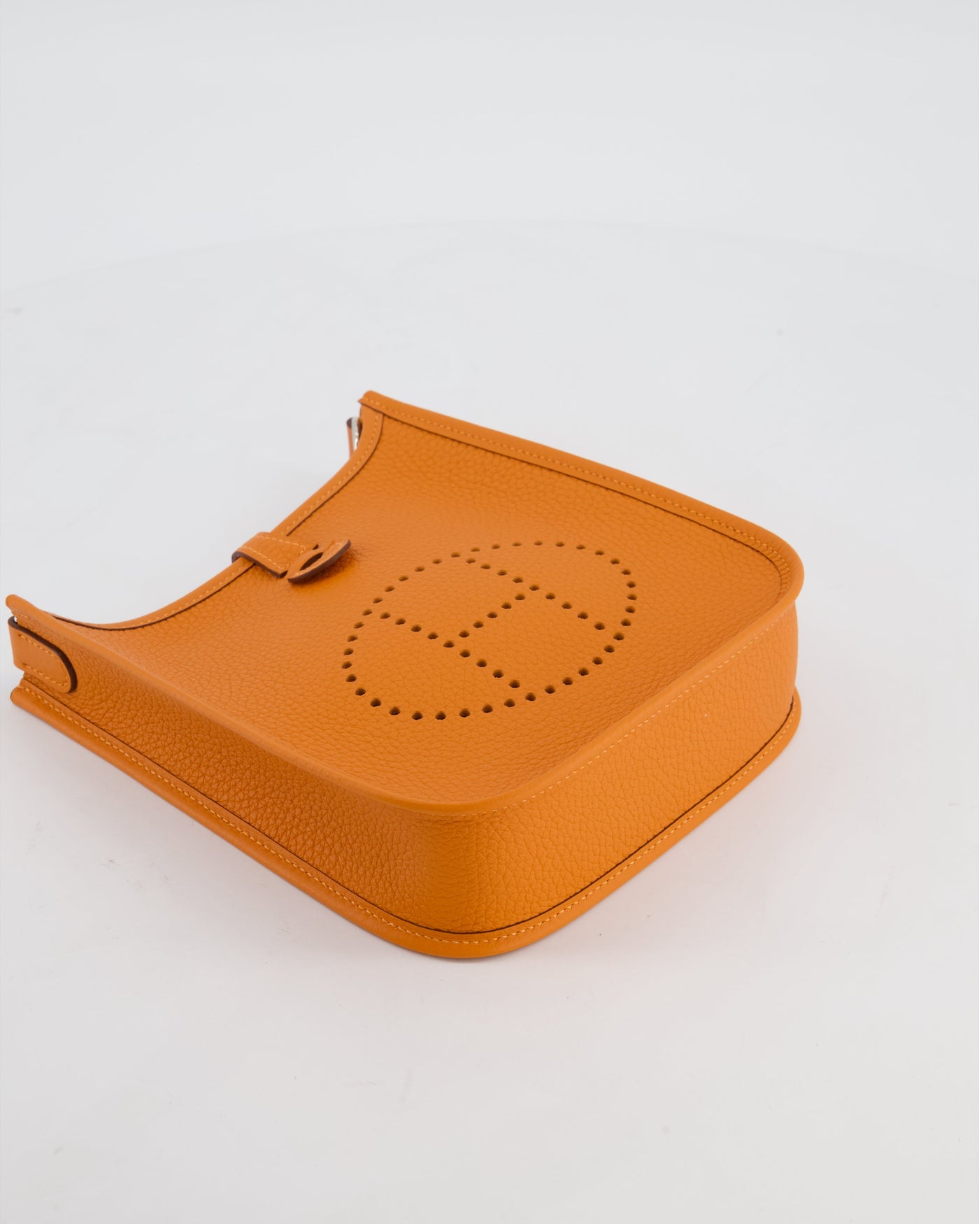 Hermes Mini Evelyne Bag in Orange Clemence Leather with Palladium Hardware - Product Image 17