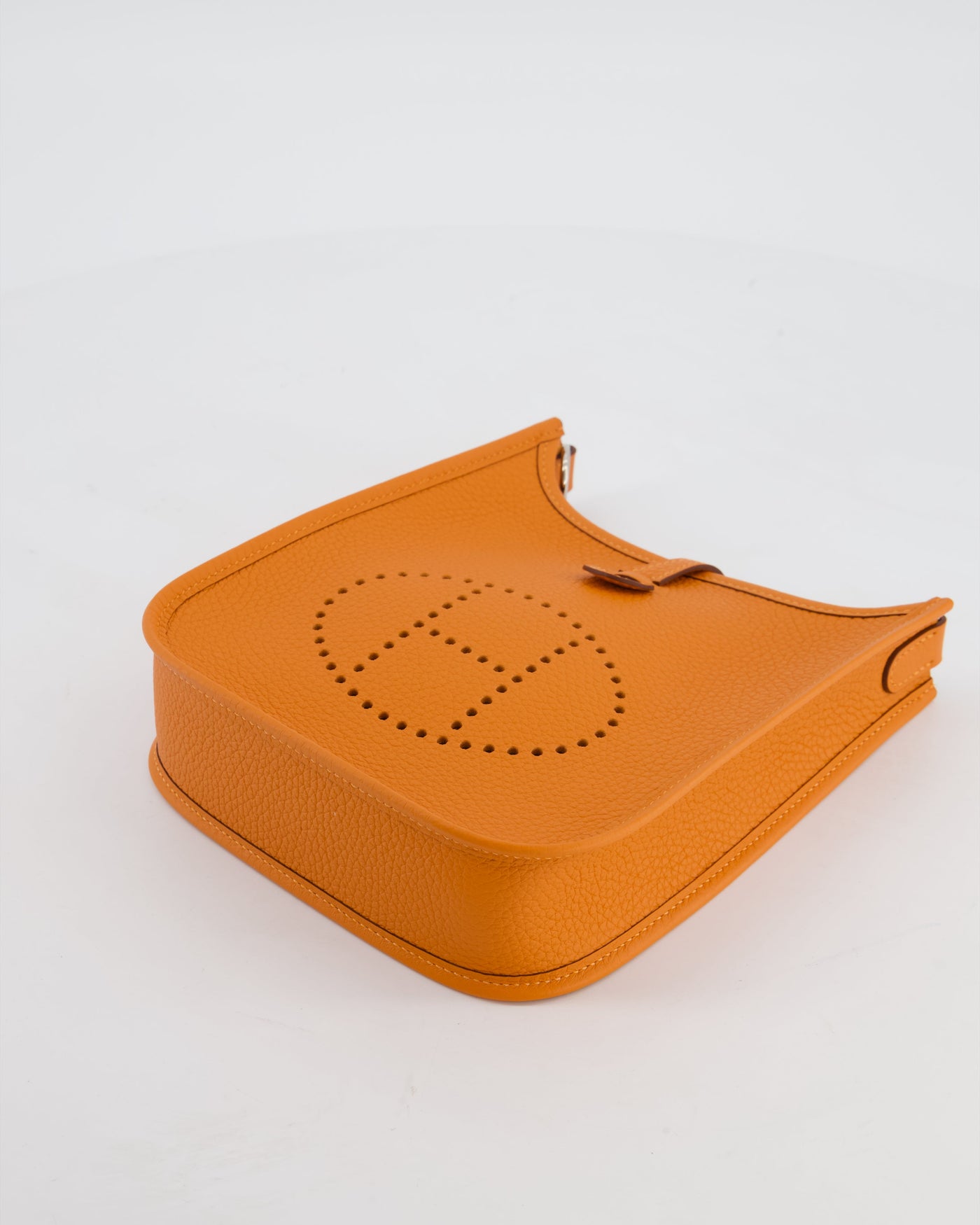 Hermes Mini Evelyne Bag in Orange Clemence Leather with Palladium Hardware - Product Image 19