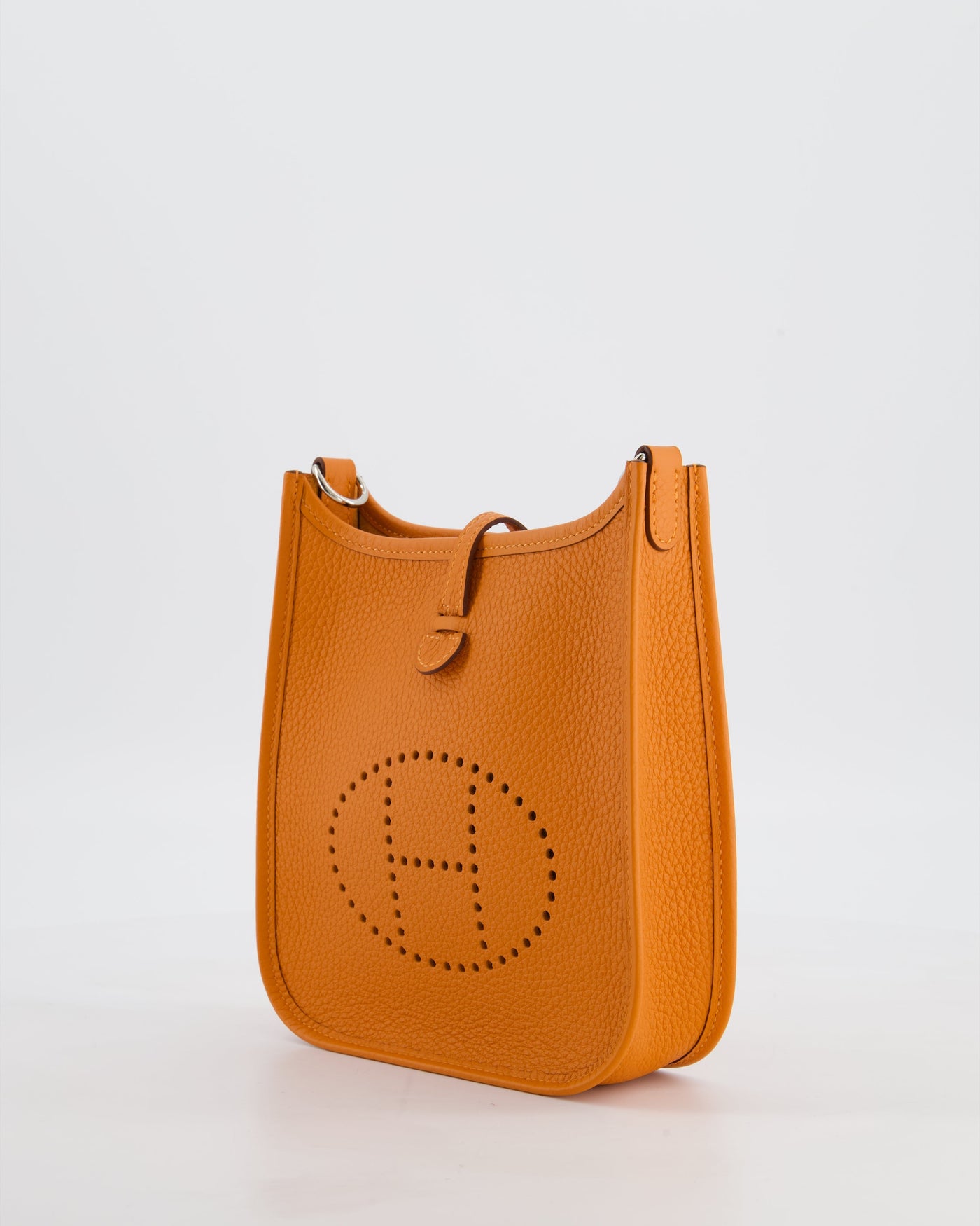 Hermes Mini Evelyne Bag in Orange Clemence Leather with Palladium Hardware - Product Image 9